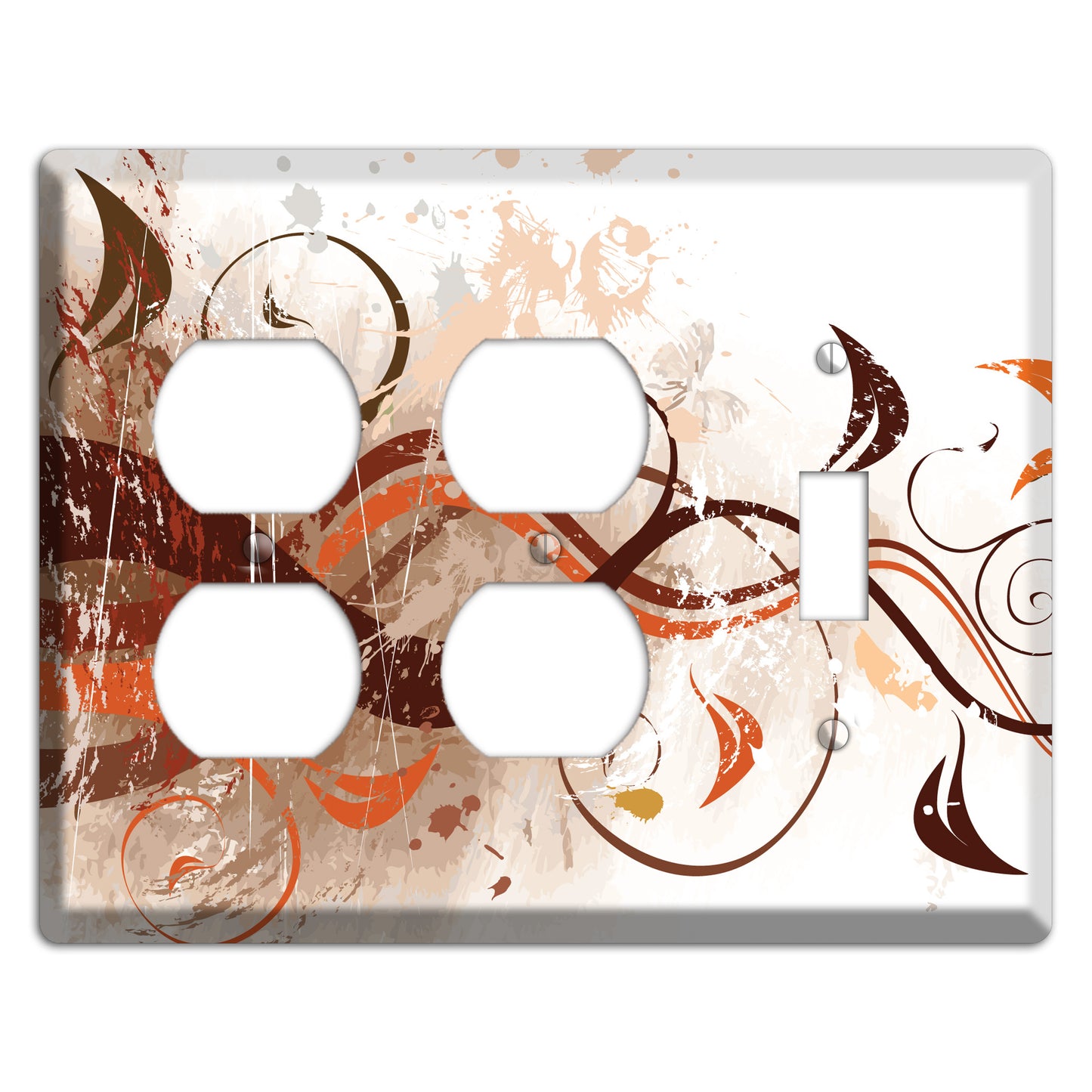 Brown Maroon Orange Swirl and Splatter 2 Duplex / Toggle Wallplate