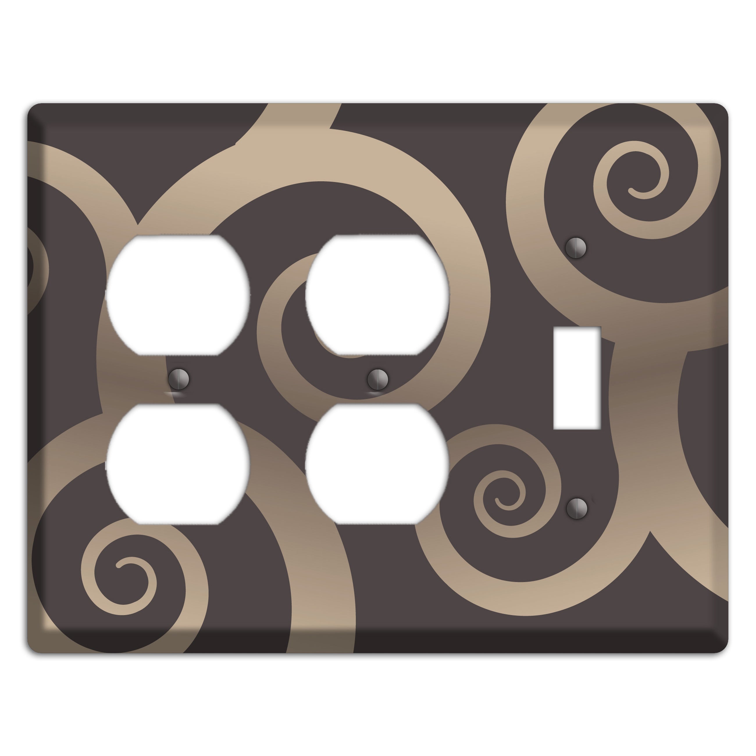 Brown with Beige Large Swirl 2 Duplex / Toggle Wallplate
