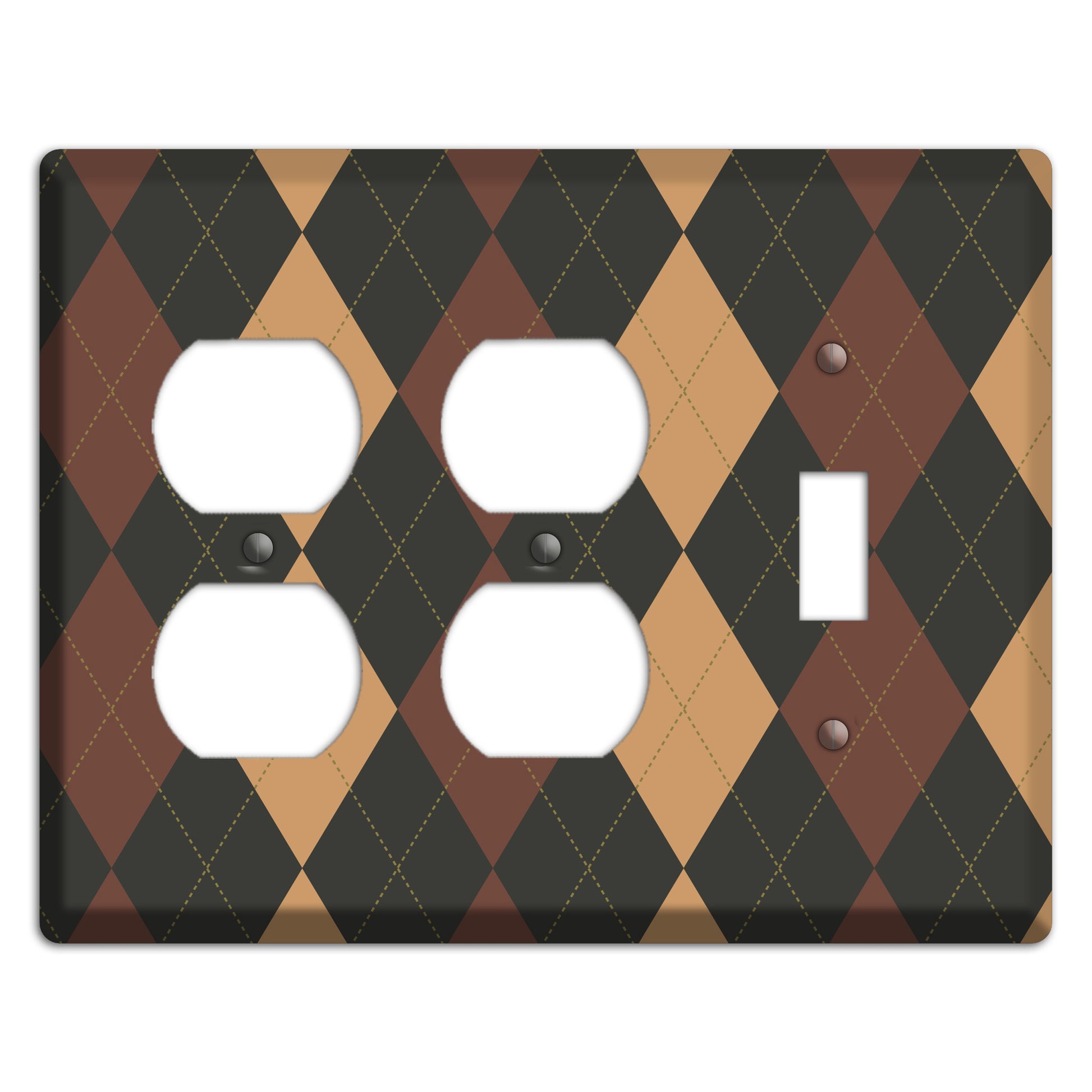 Maroon and Tan Argyle 2 Duplex / Toggle Wallplate