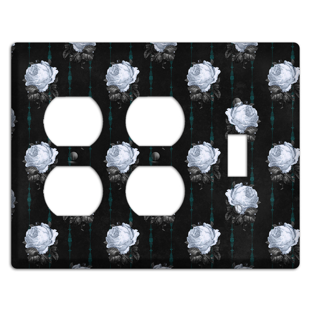Dramatic Floral Black 2 Duplex / Toggle Wallplate
