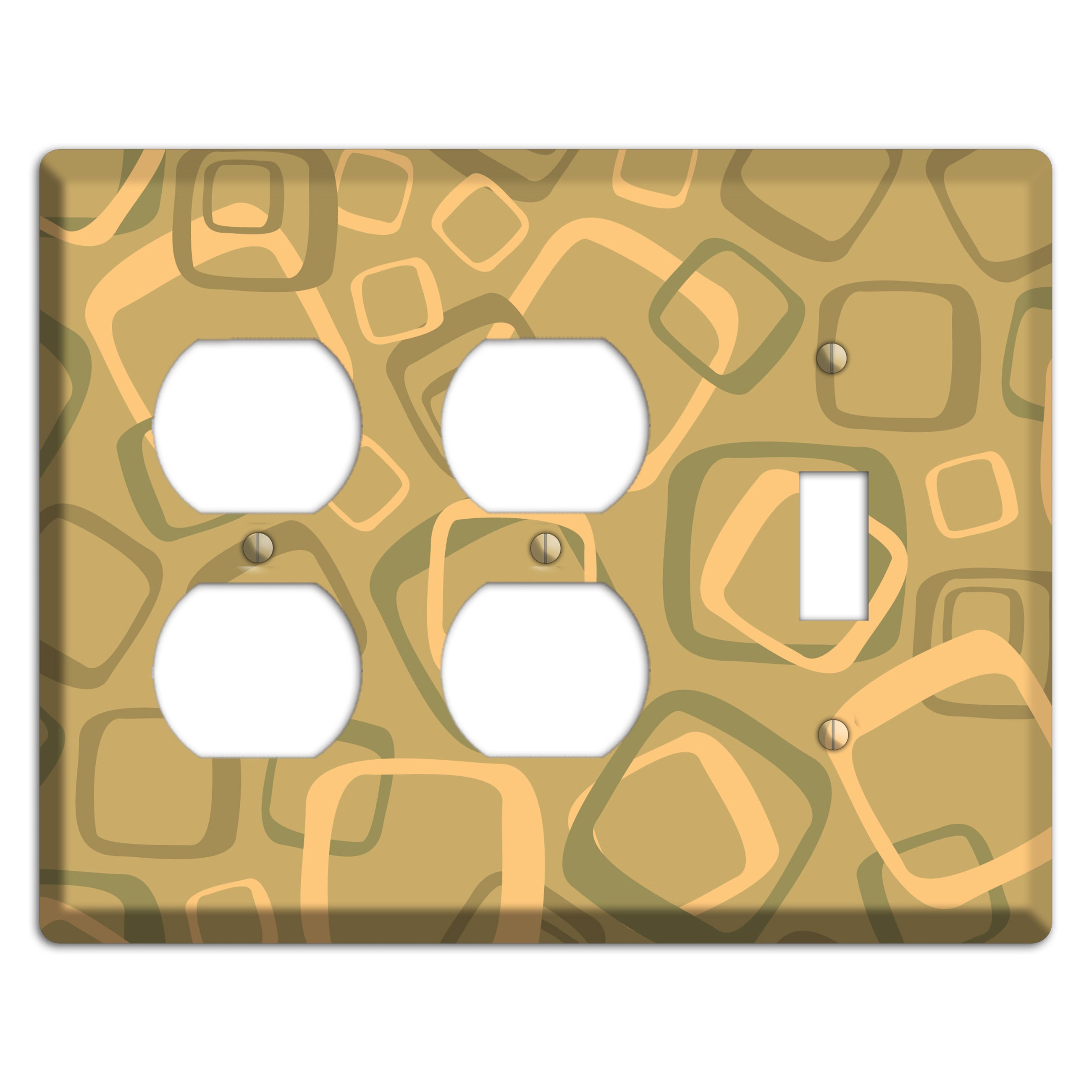 Multi Olive Random Retro Squares 2 Duplex / Toggle Wallplate