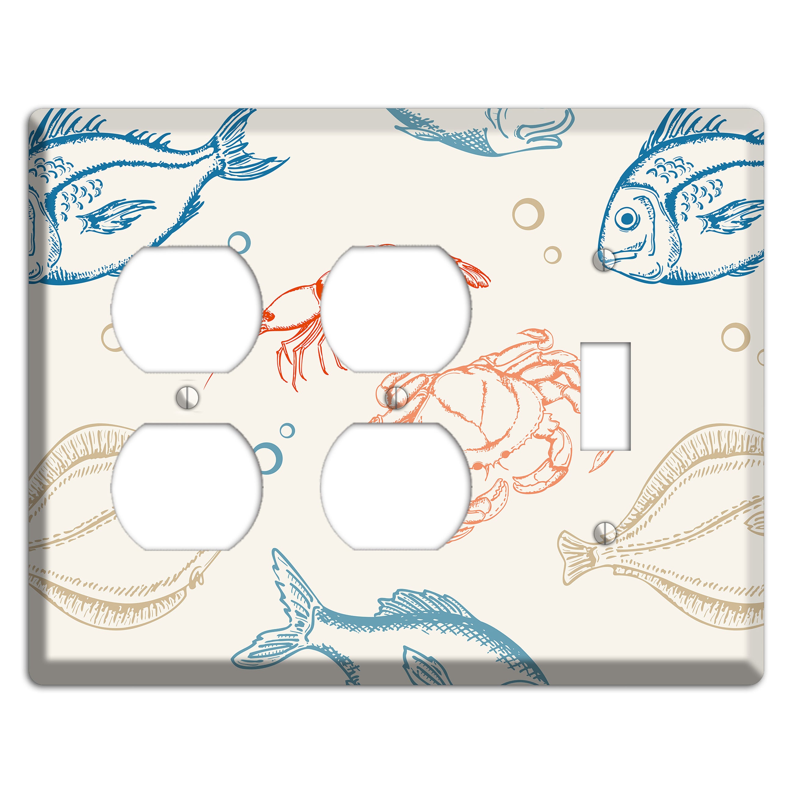 Mixed Sea Life Style 1 2 Duplex / Toggle Wallplate