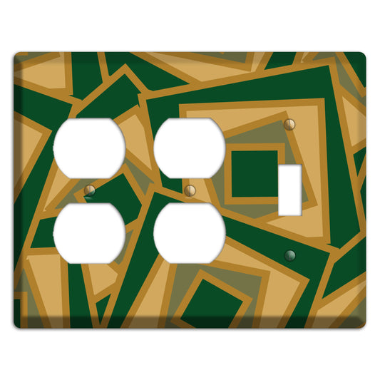 Green and Beige Retro Cubist 2 Duplex / Toggle Wallplate