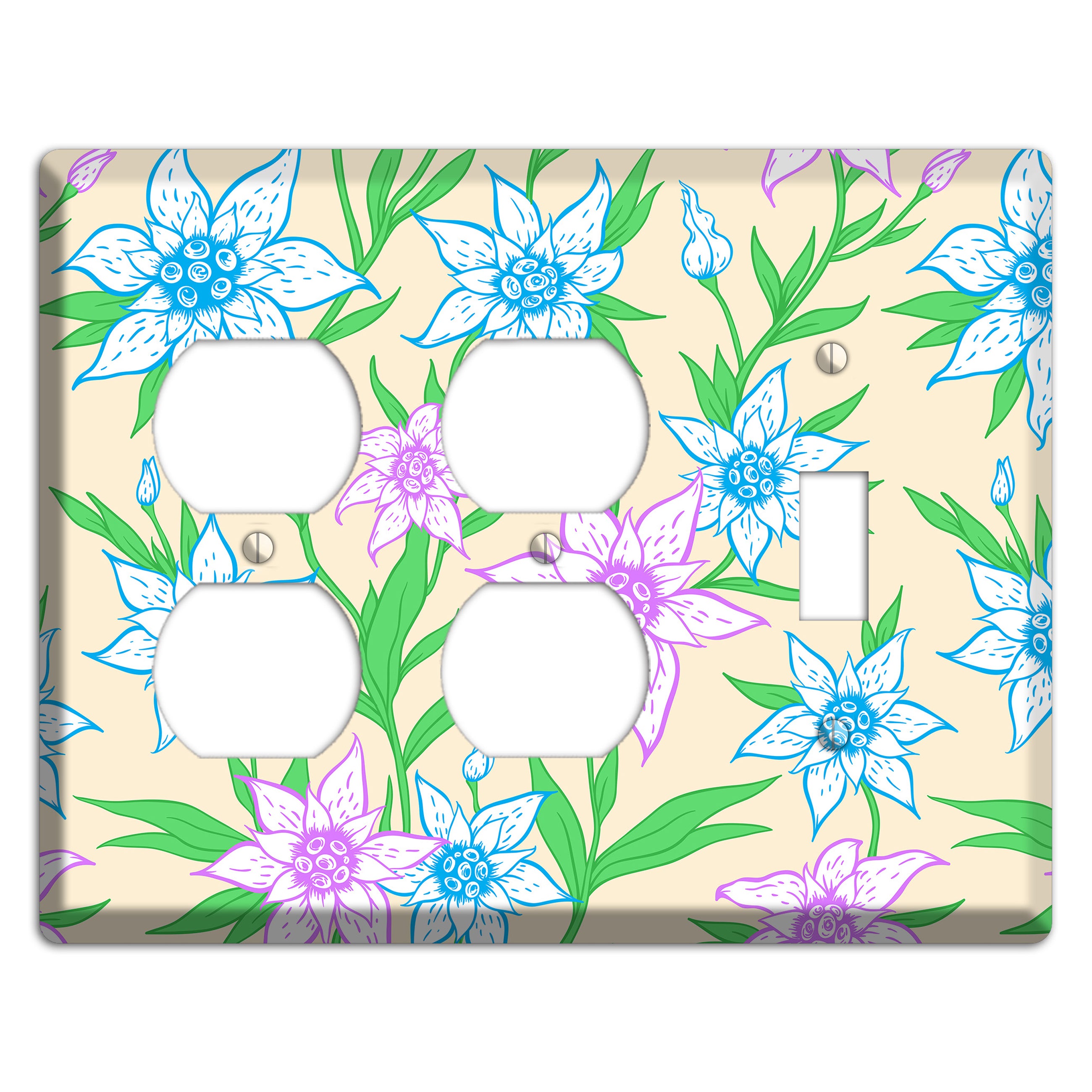 Hand Drawn Flowers Style A 2 Duplex / Toggle Wallplate