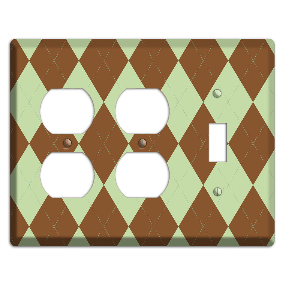 Brown Argyle 2 Duplex / Toggle Wallplate