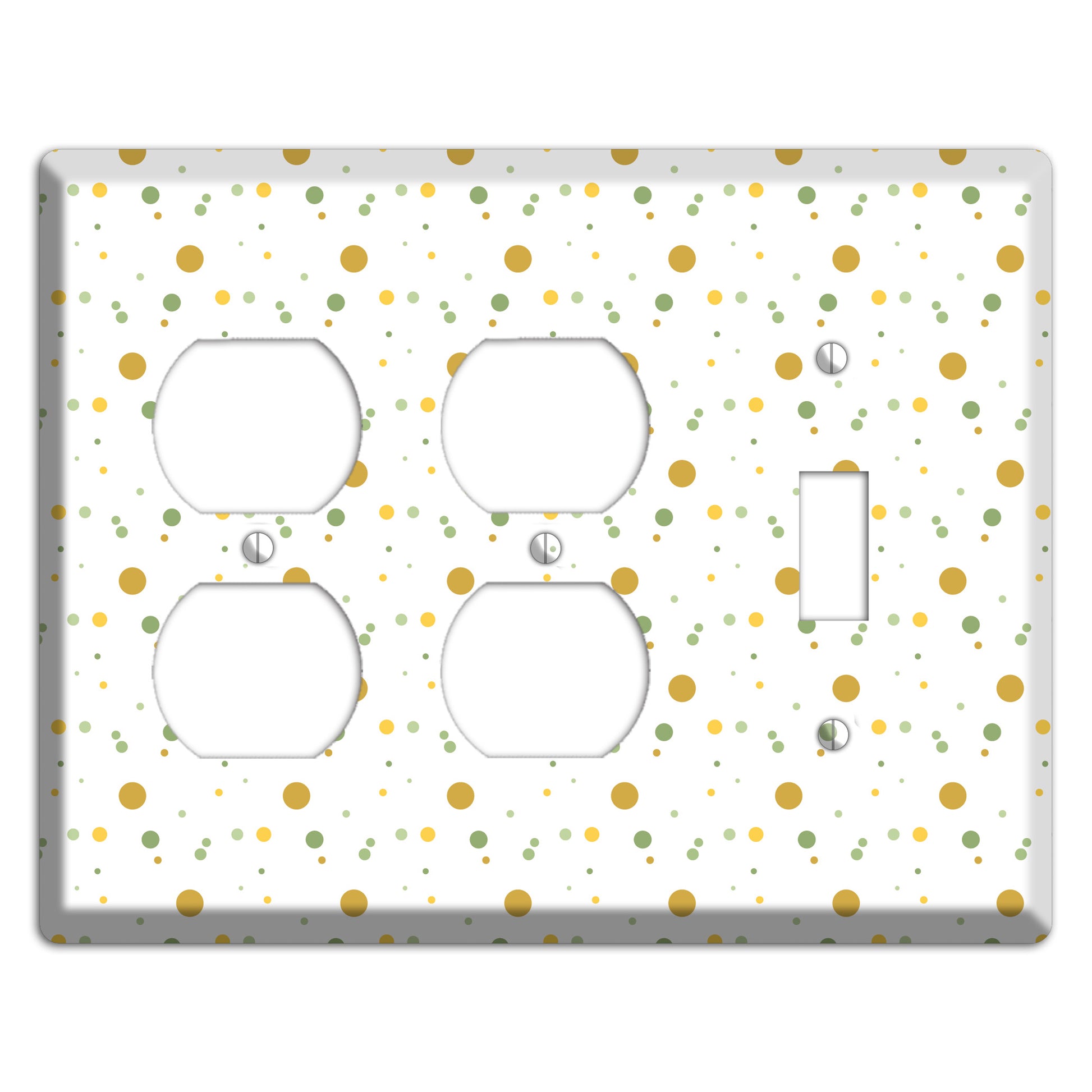 White with Multi Olive Tiny Dots 2 Duplex / Toggle Wallplate