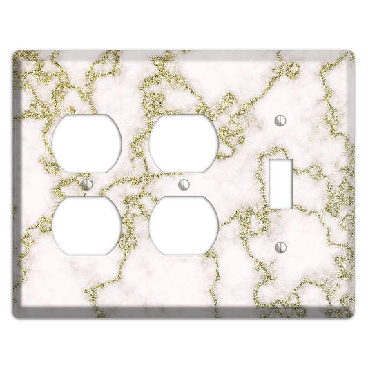 White and Gold Marble Shatter 2 Duplex / Toggle Wallplate