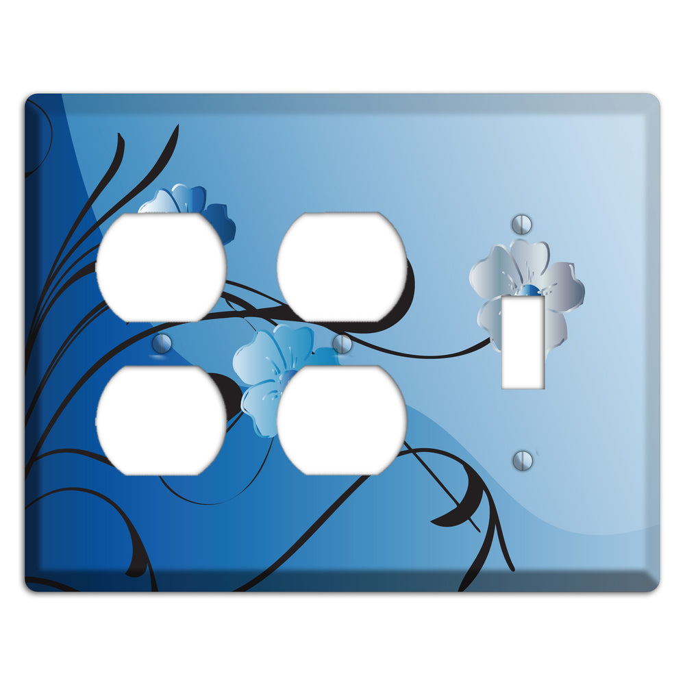 Blue Floral Sprig 2 Duplex / Toggle Wallplate
