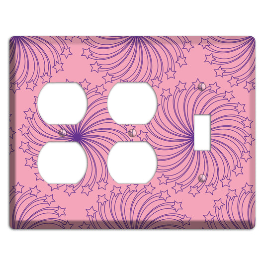 Pink with Purple Star Swirl 2 Duplex / Toggle Wallplate