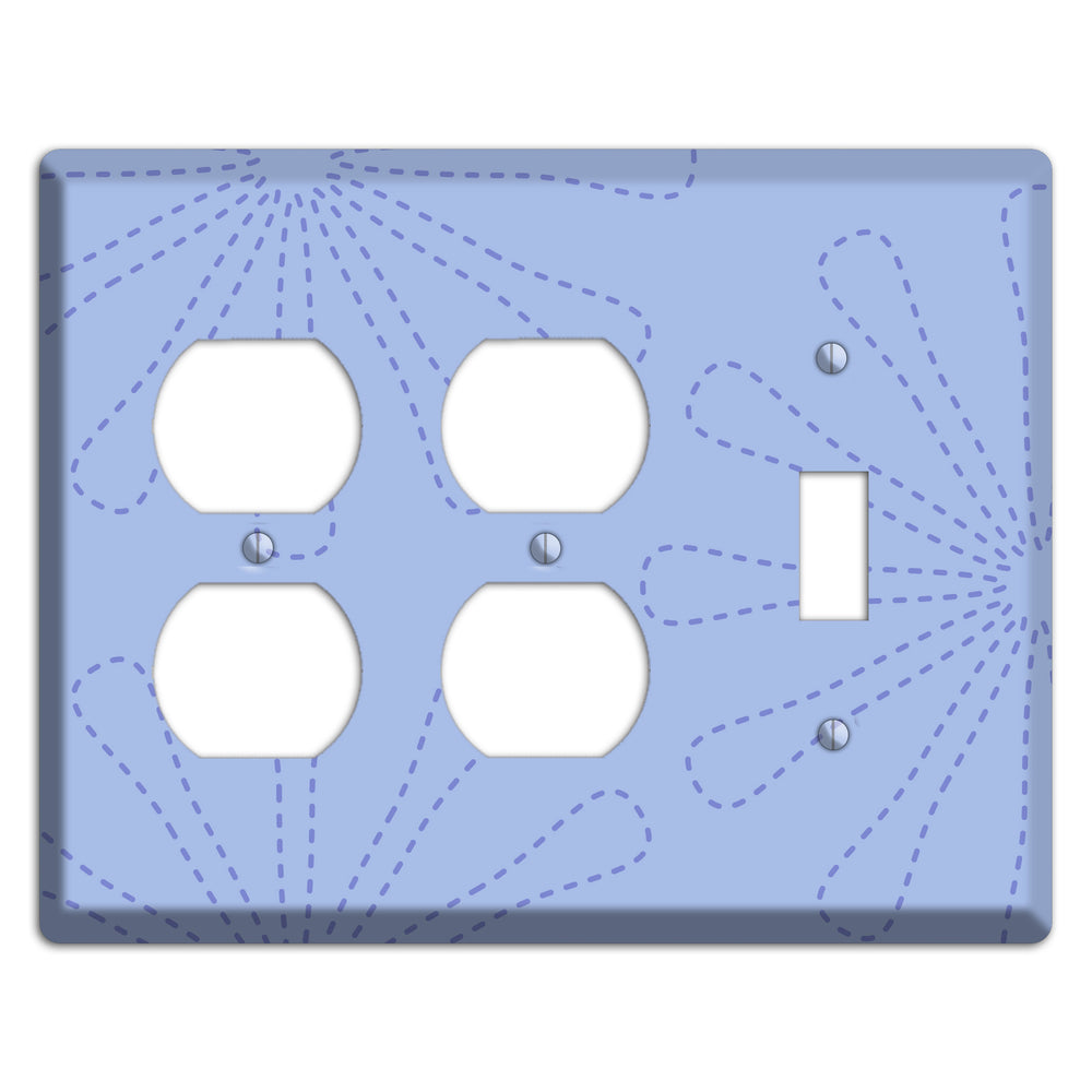 Periwinkle Retro Stipple Floral Contour 2 Duplex / Toggle Wallplate