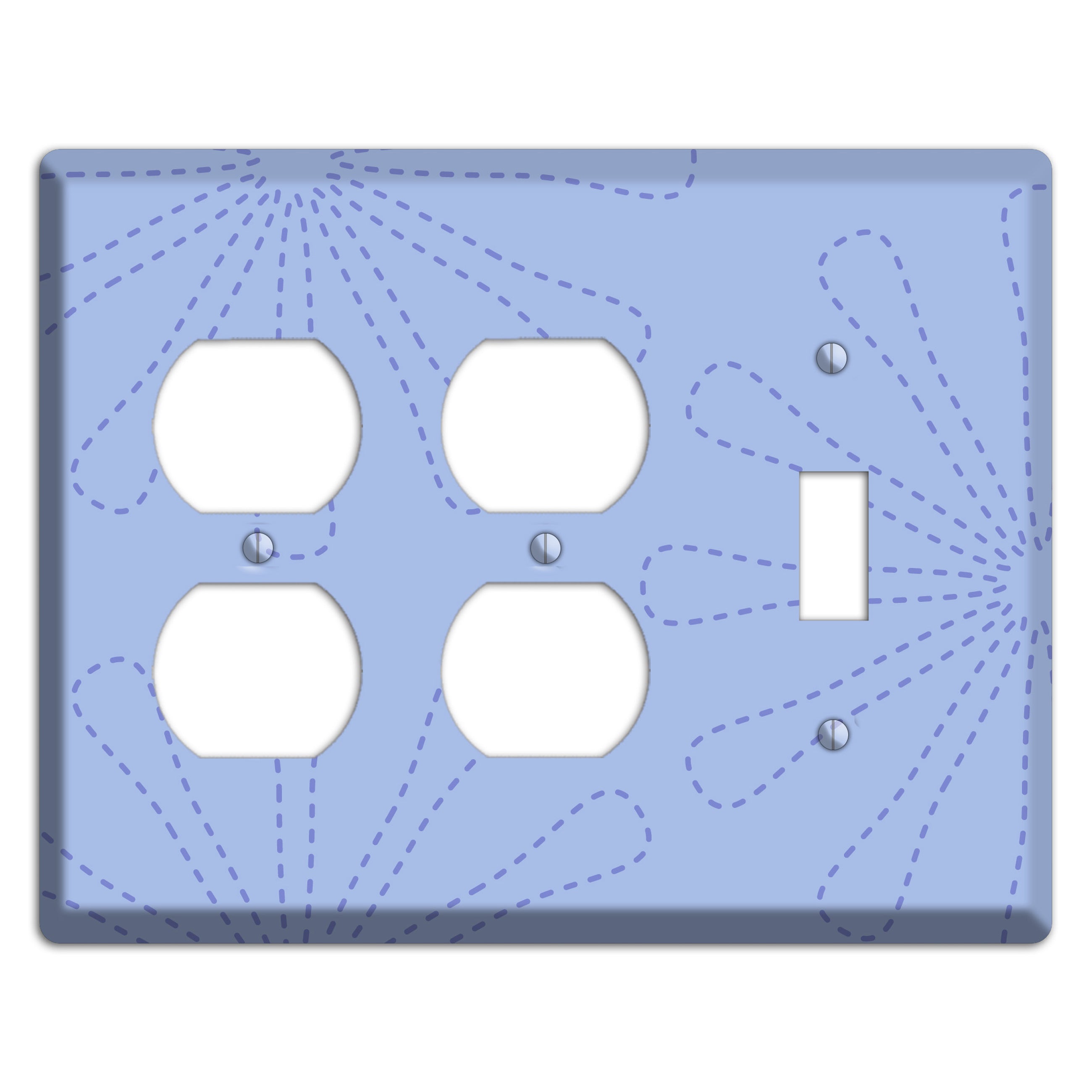 Periwinkle Retro Stipple Floral Contour 2 Duplex / Toggle Wallplate