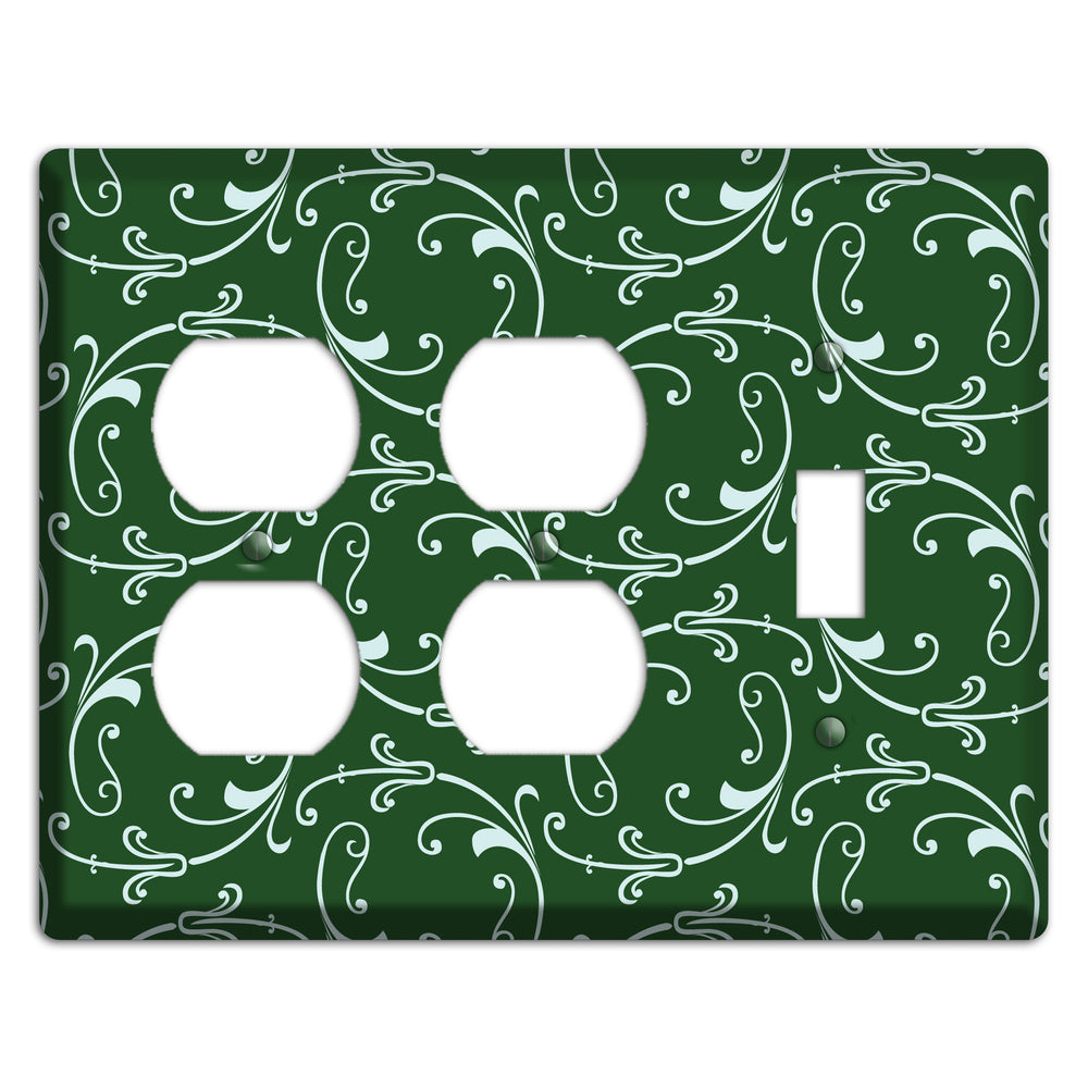 Green Victorian Sprig 2 Duplex / Toggle Wallplate