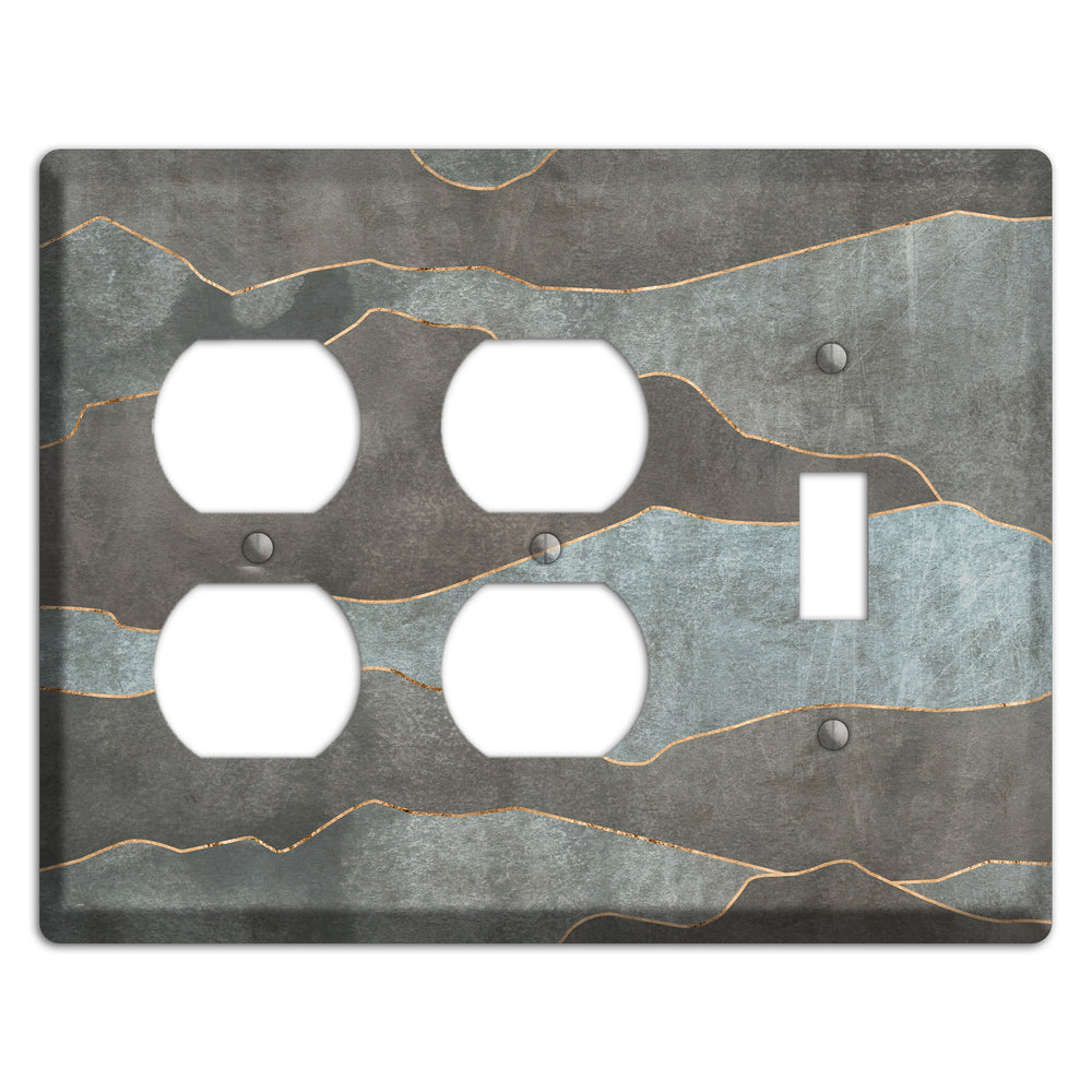 Dusty Blue Mountain Range 2 Duplex / Toggle Wallplate