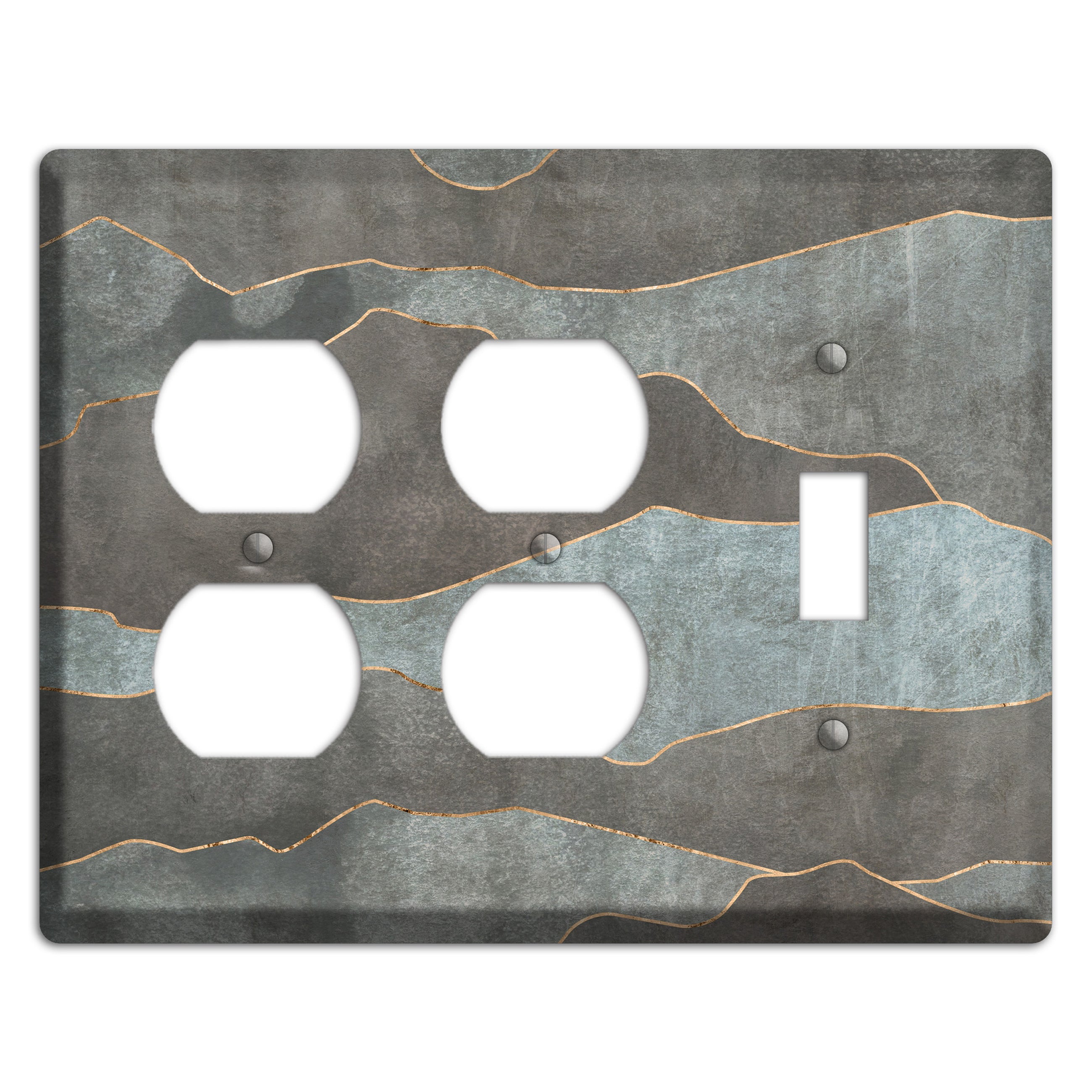 Dusty Blue Mountain Range 2 Duplex / Toggle Wallplate
