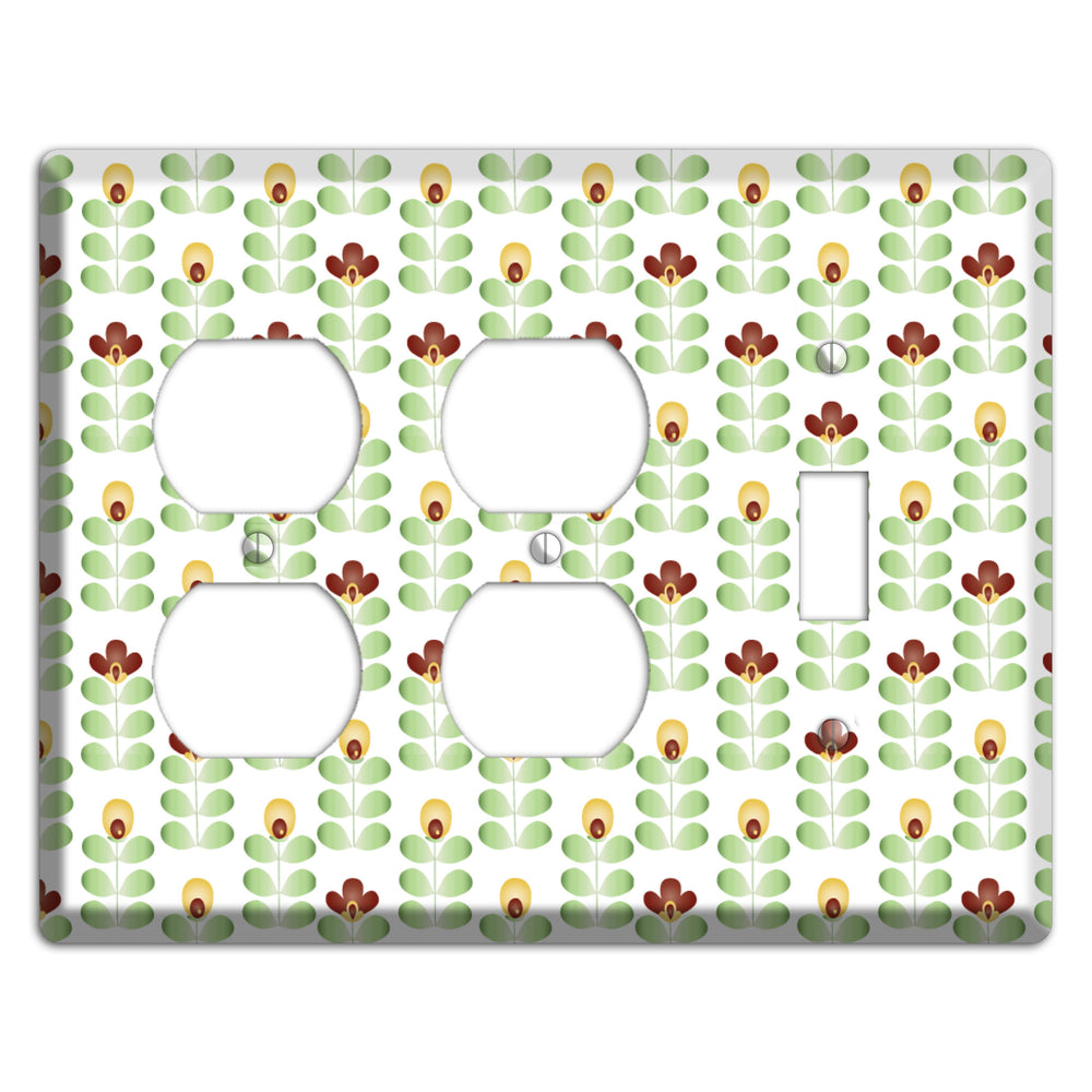 Light Green Deco Floral Half Drop 2 Duplex / Toggle Wallplate