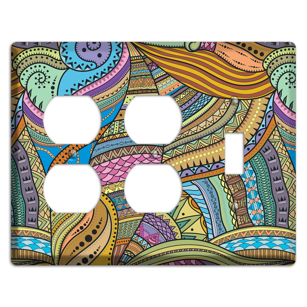 Retro Flourish 6 2 Duplex / Toggle Wallplate