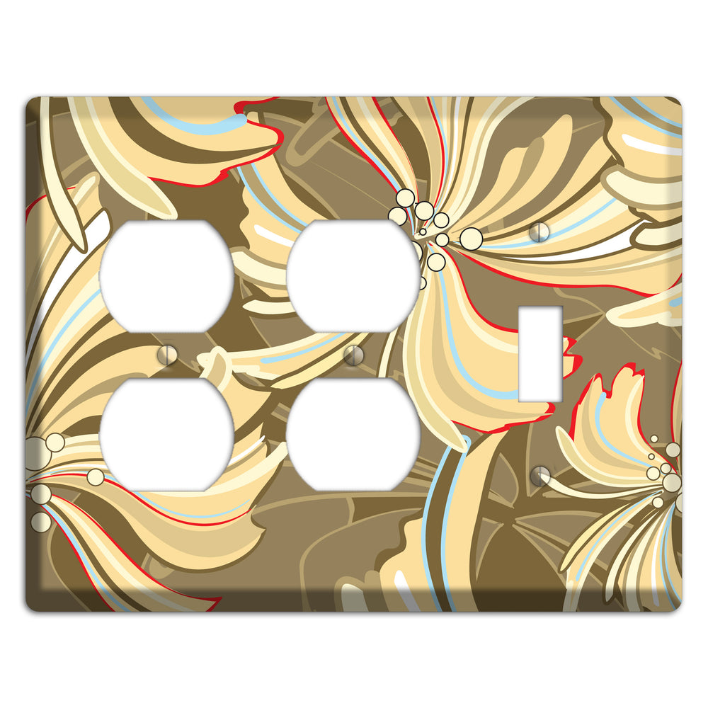 Brown Deco Blossoms 2 Duplex / Toggle Wallplate