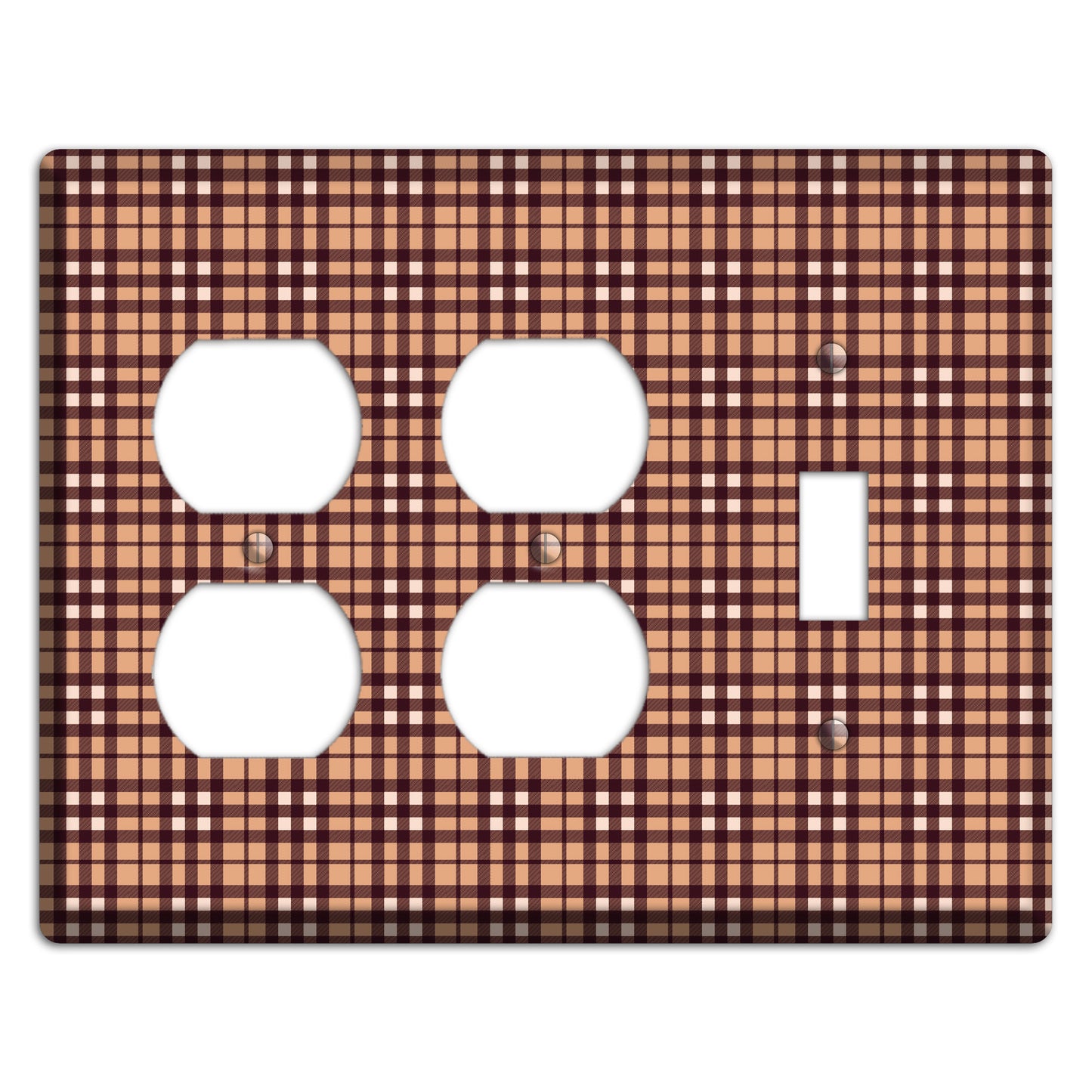 Multi Brown Plaid 2 Duplex / Toggle Wallplate