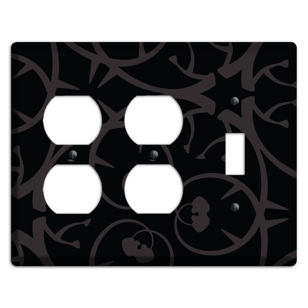 Black with Grey Abstract Swirl 2 Duplex / Toggle Wallplate