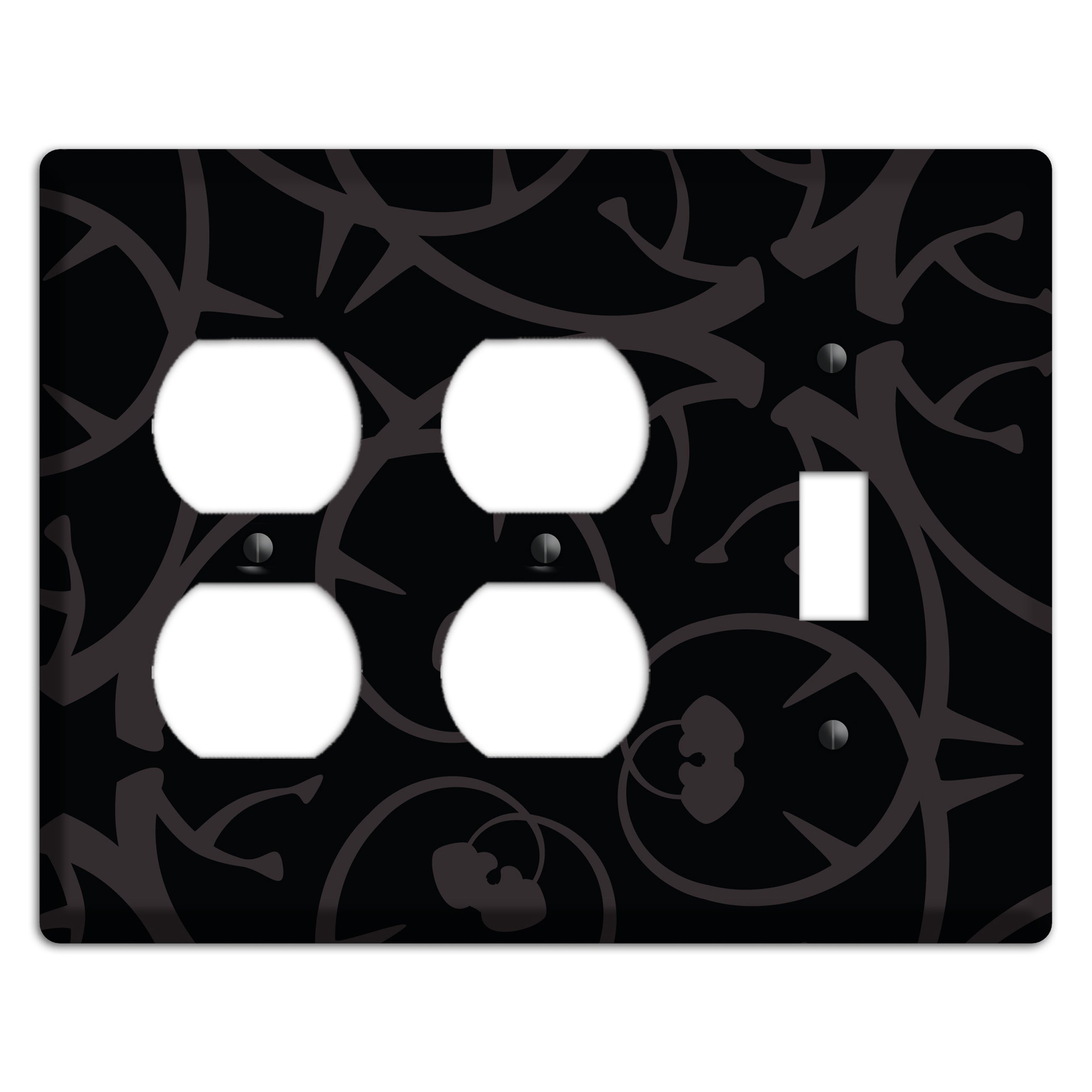 Black with Grey Abstract Swirl 2 Duplex / Toggle Wallplate