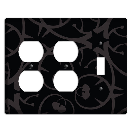 Black with Grey Abstract Swirl 2 Duplex / Toggle Wallplate