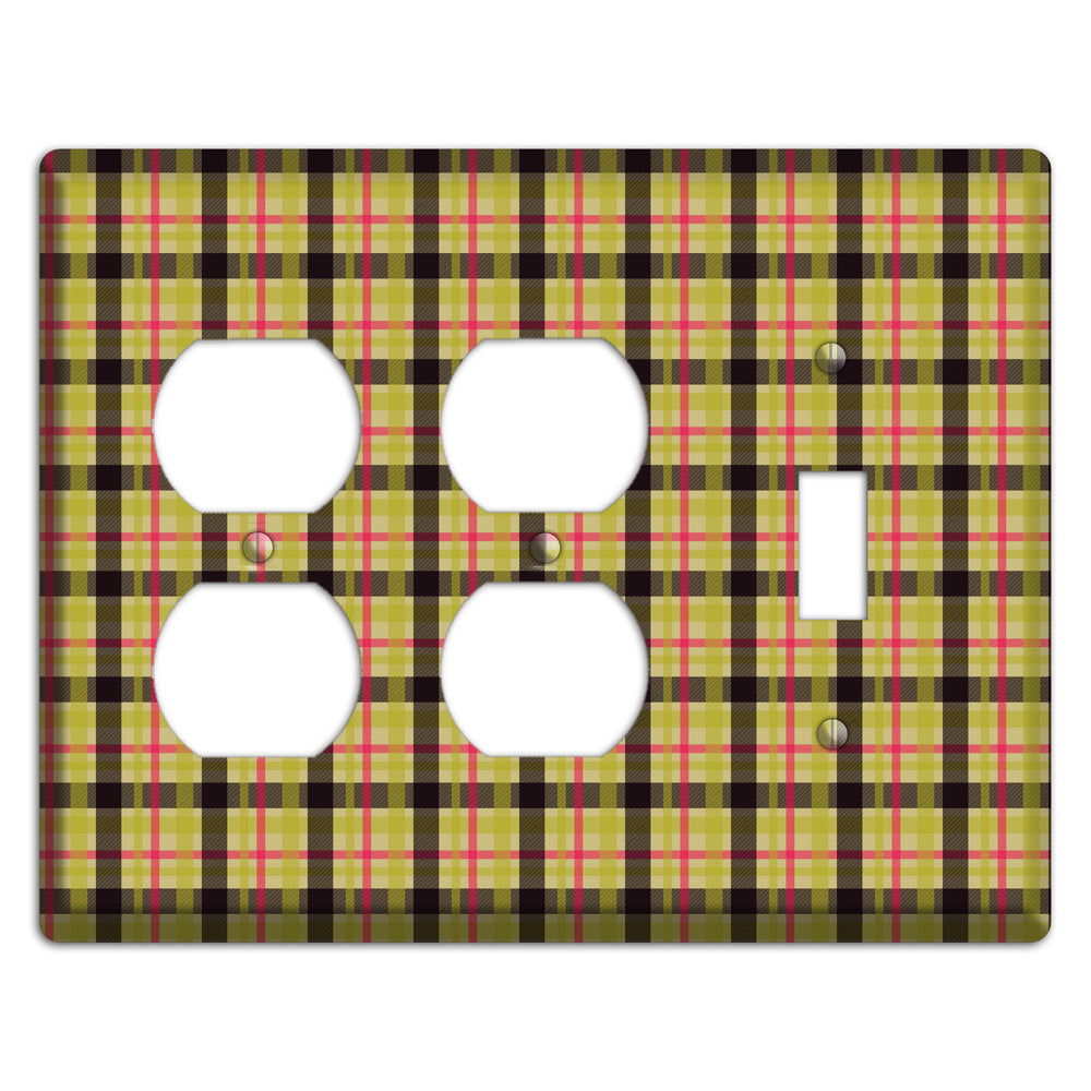 Yellow Black Red Plaid 2 Duplex / Toggle Wallplate