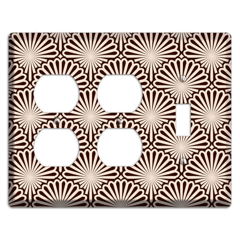 Black and White Deco Scallop Fans 2 Duplex / Toggle Wallplate