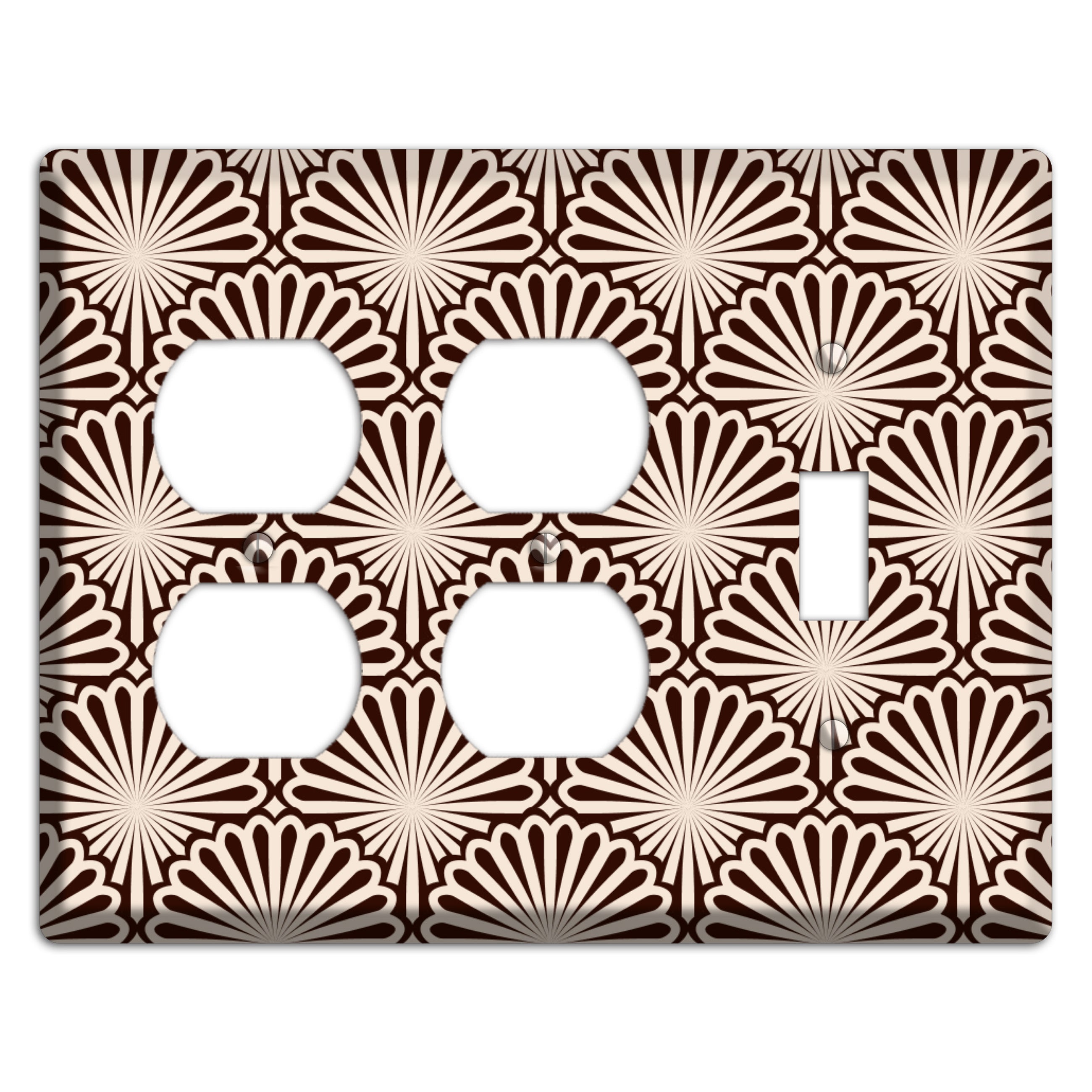 Black and White Deco Scallop Fans 2 Duplex / Toggle Wallplate