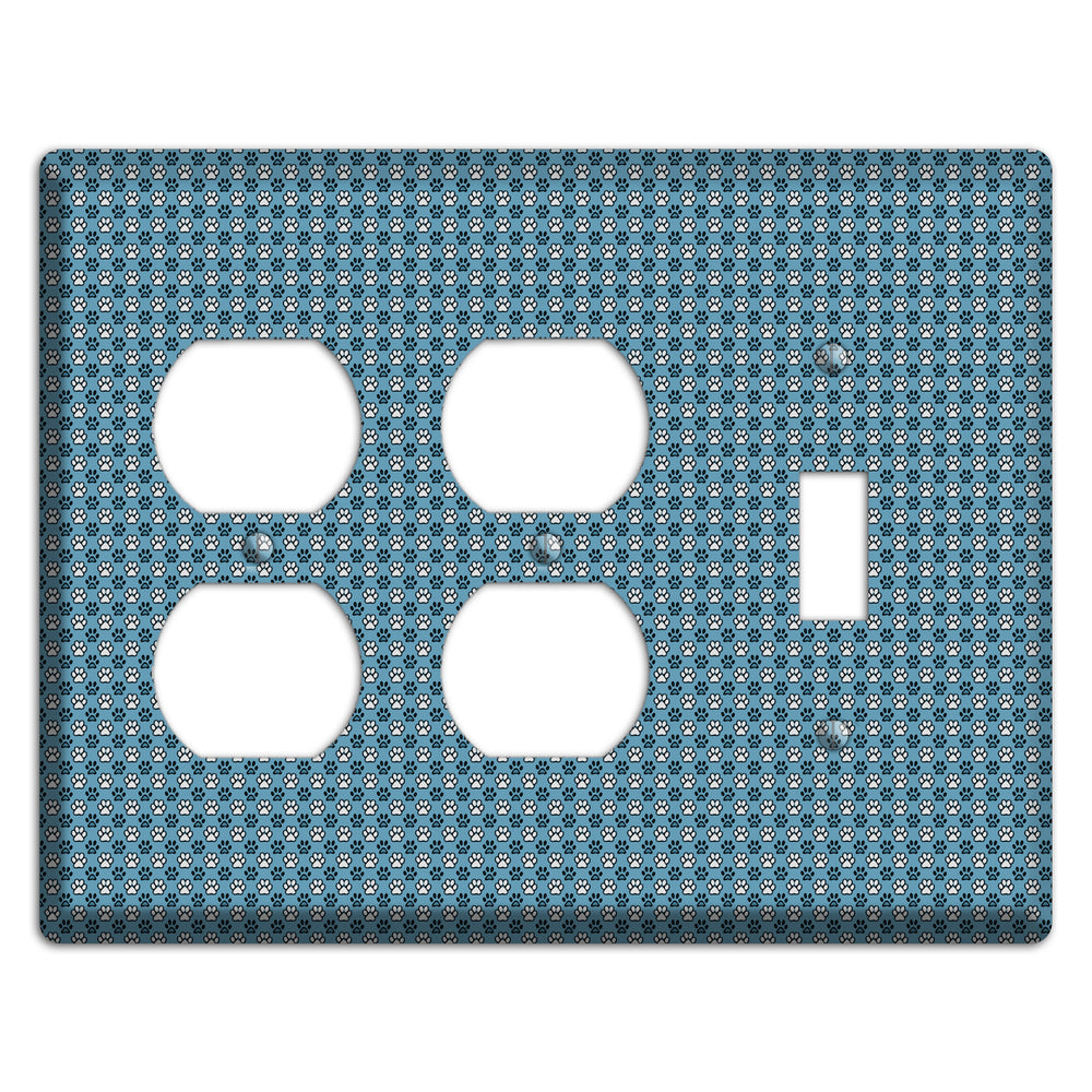 Blue Paw Prints 2 Duplex / Toggle Wallplate