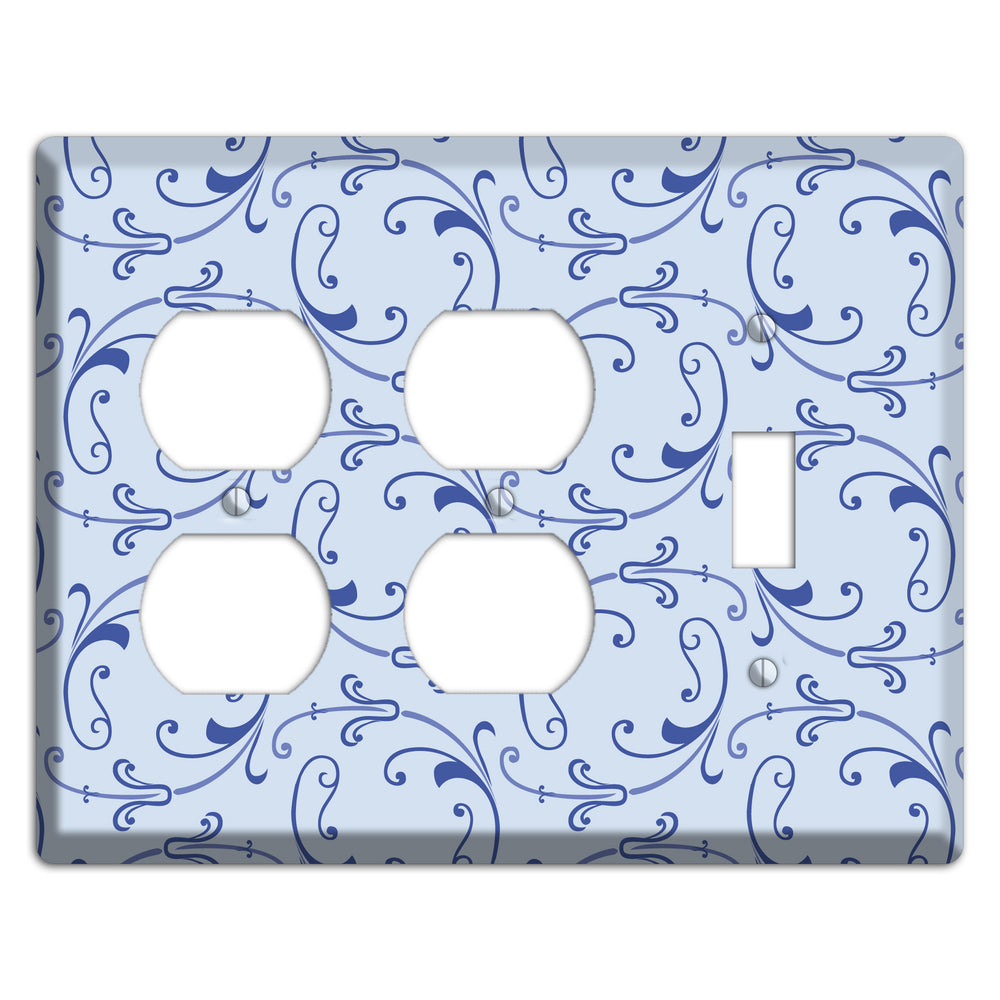 Light Blue Victorian Sprig 2 Duplex / Toggle Wallplate