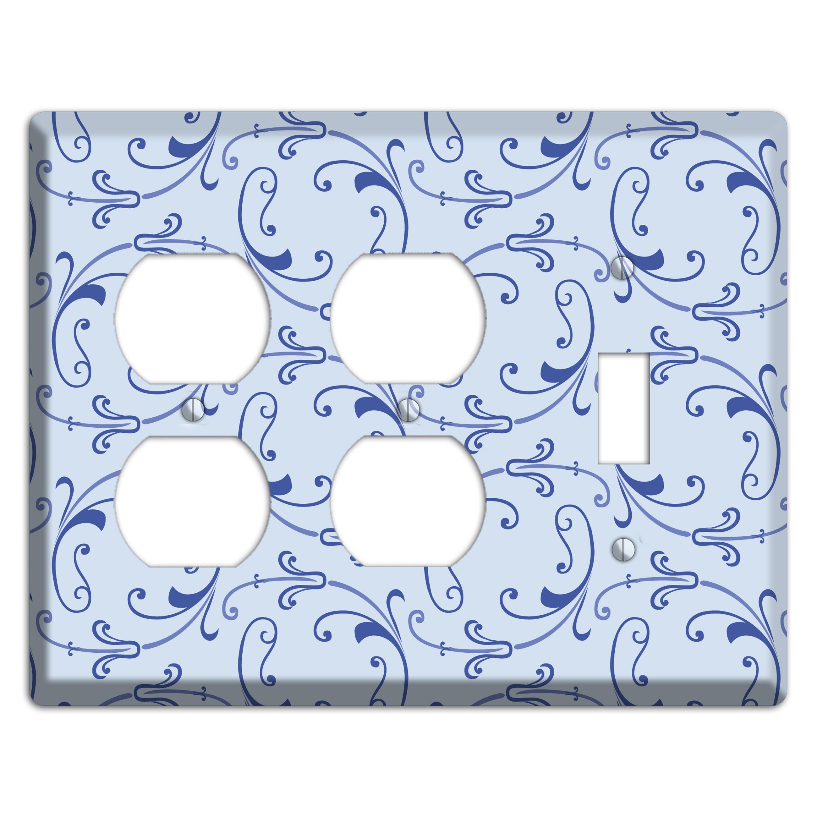 Light Blue Victorian Sprig 2 Duplex / Toggle Wallplate
