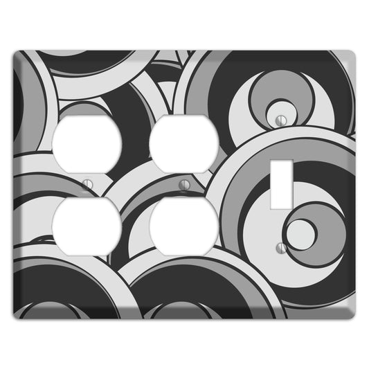 Black and Grey Deco Circles 2 Duplex / Toggle Wallplate