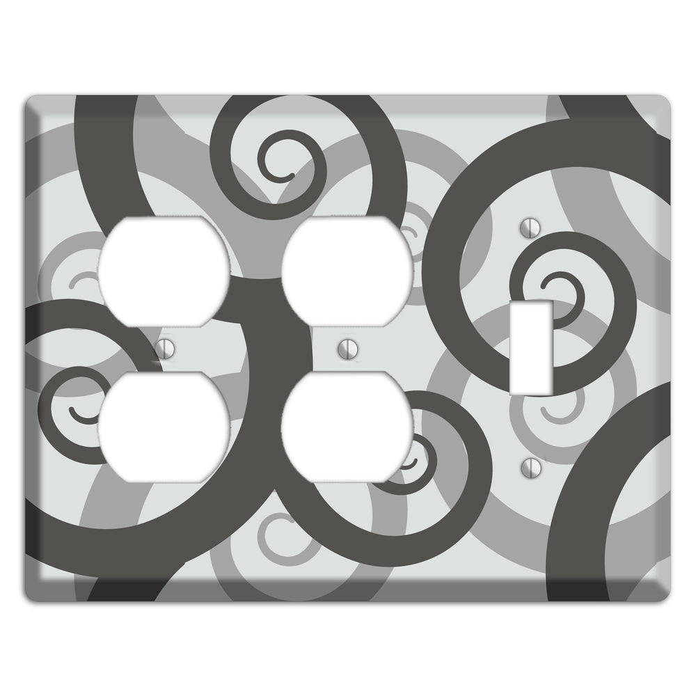 Grey with Black Large Swirl 2 Duplex / Toggle Wallplate