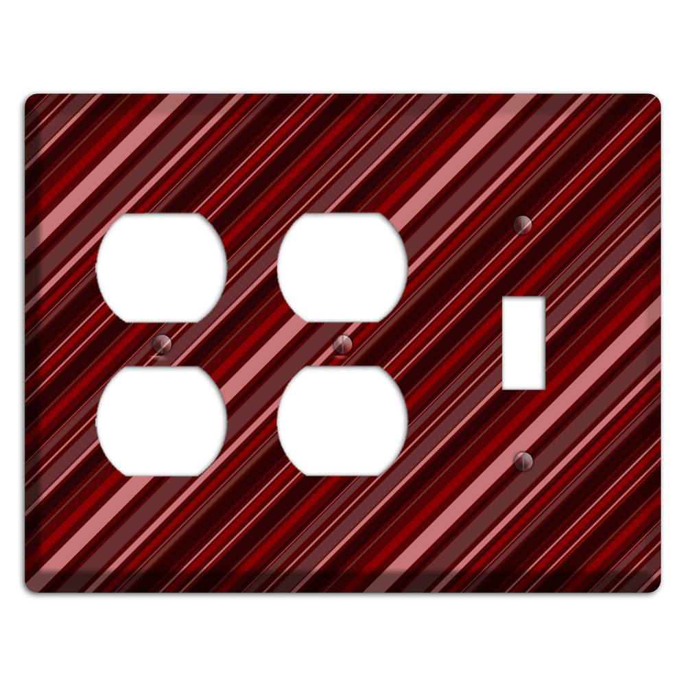Burgundy Multi Angled Stripes 2 2 Duplex / Toggle Wallplate