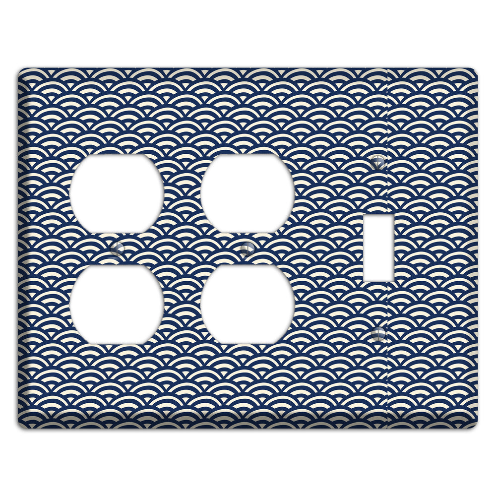 Navy Scallop Print 2 Duplex / Toggle Wallplate