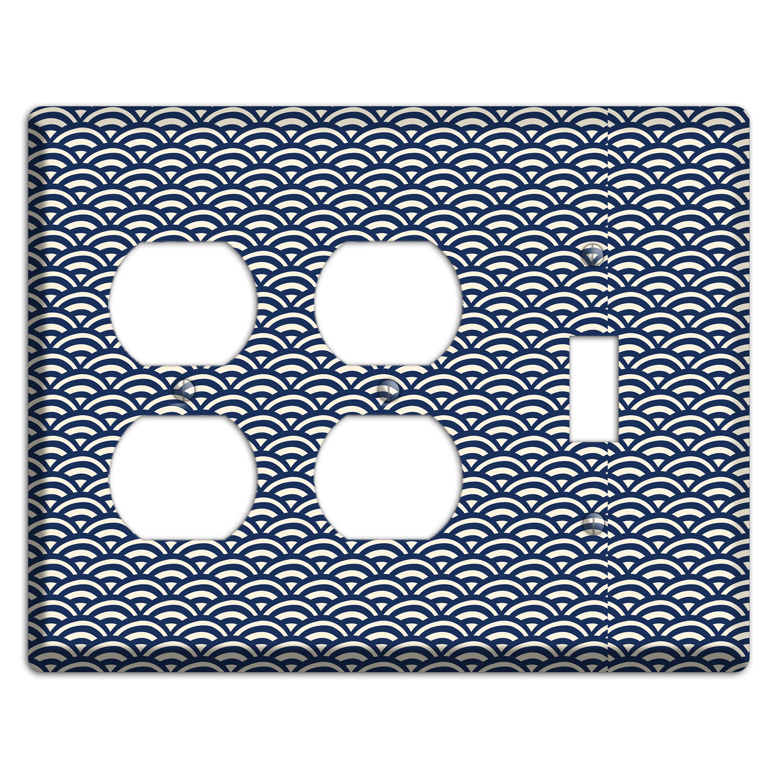 Navy Scallop Print 2 Duplex / Toggle Wallplate