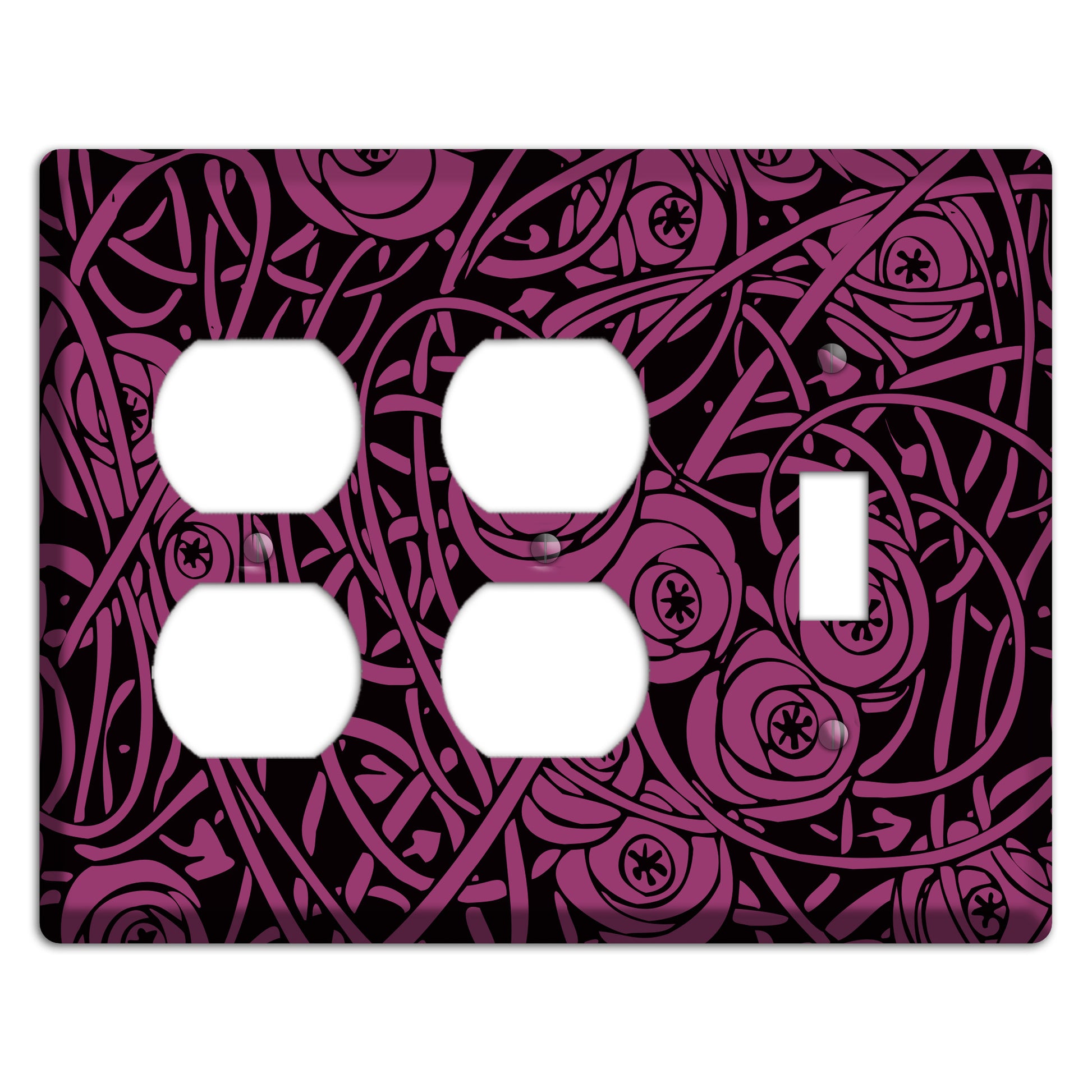 Fuschia Deco Floral 2 Duplex / Toggle Wallplate