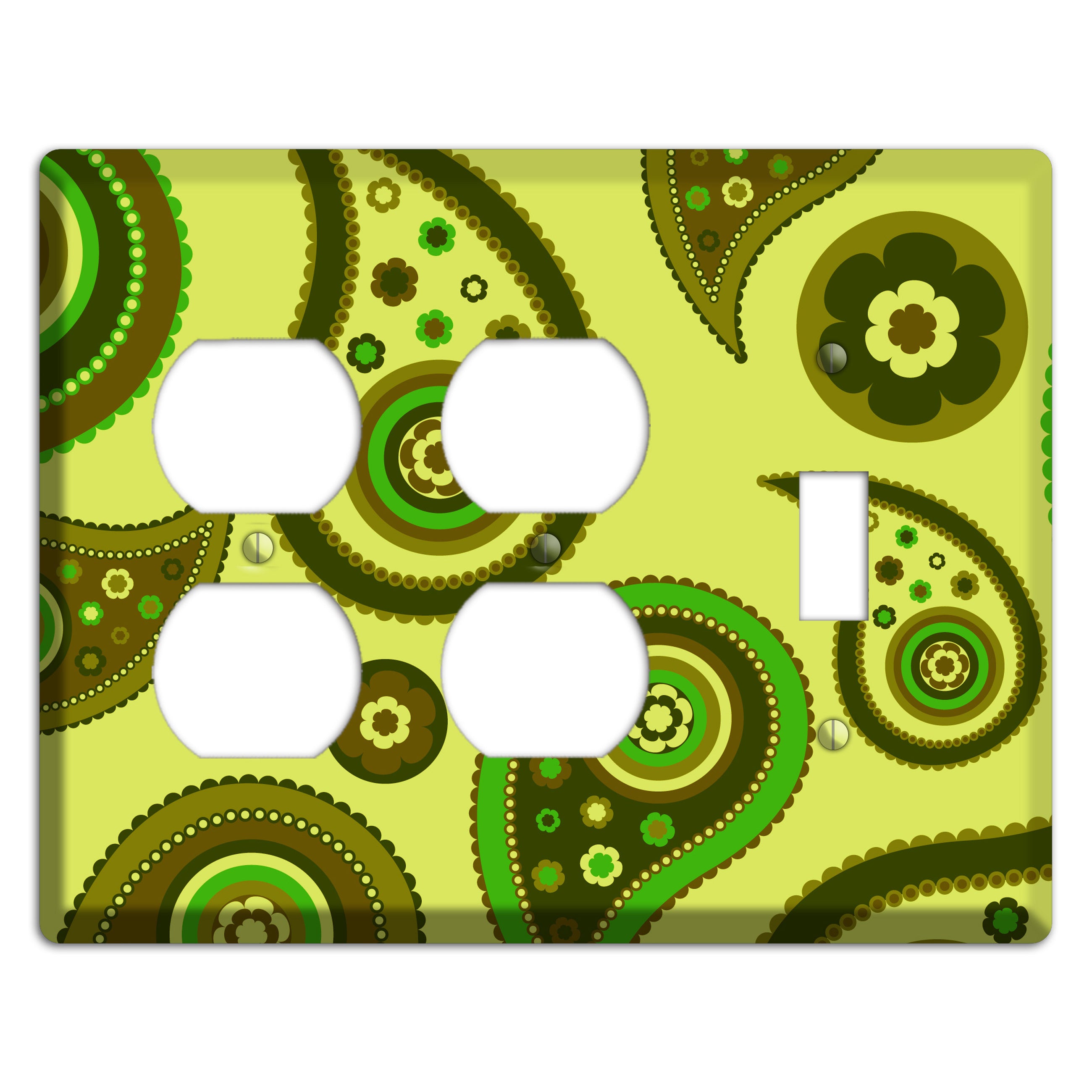 Bright Green Paisley 2 Duplex / Toggle Wallplate
