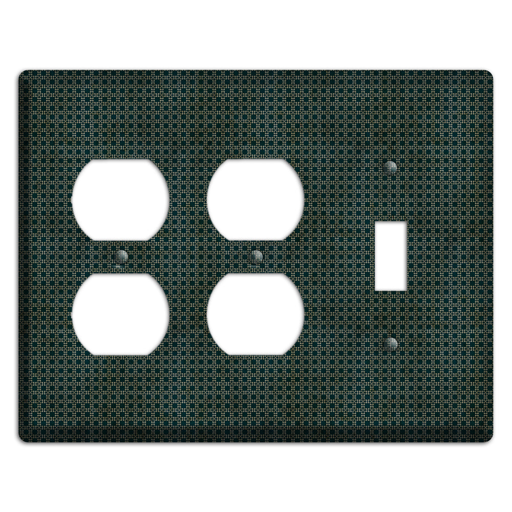 Dark Green Grunge Tiny Arabesque 2 Duplex / Toggle Wallplate