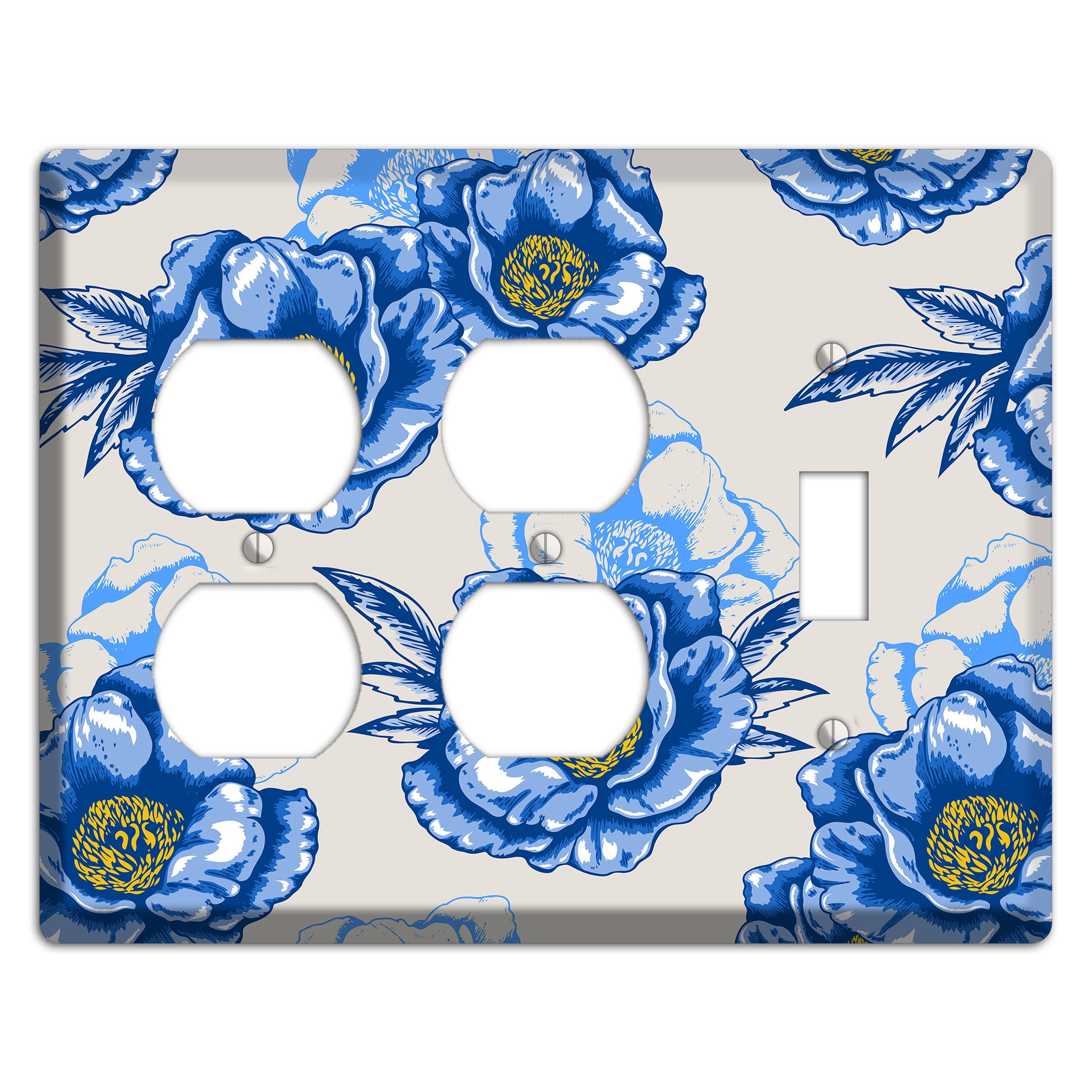 Blue Peony 2 Duplex / Toggle Wallplate