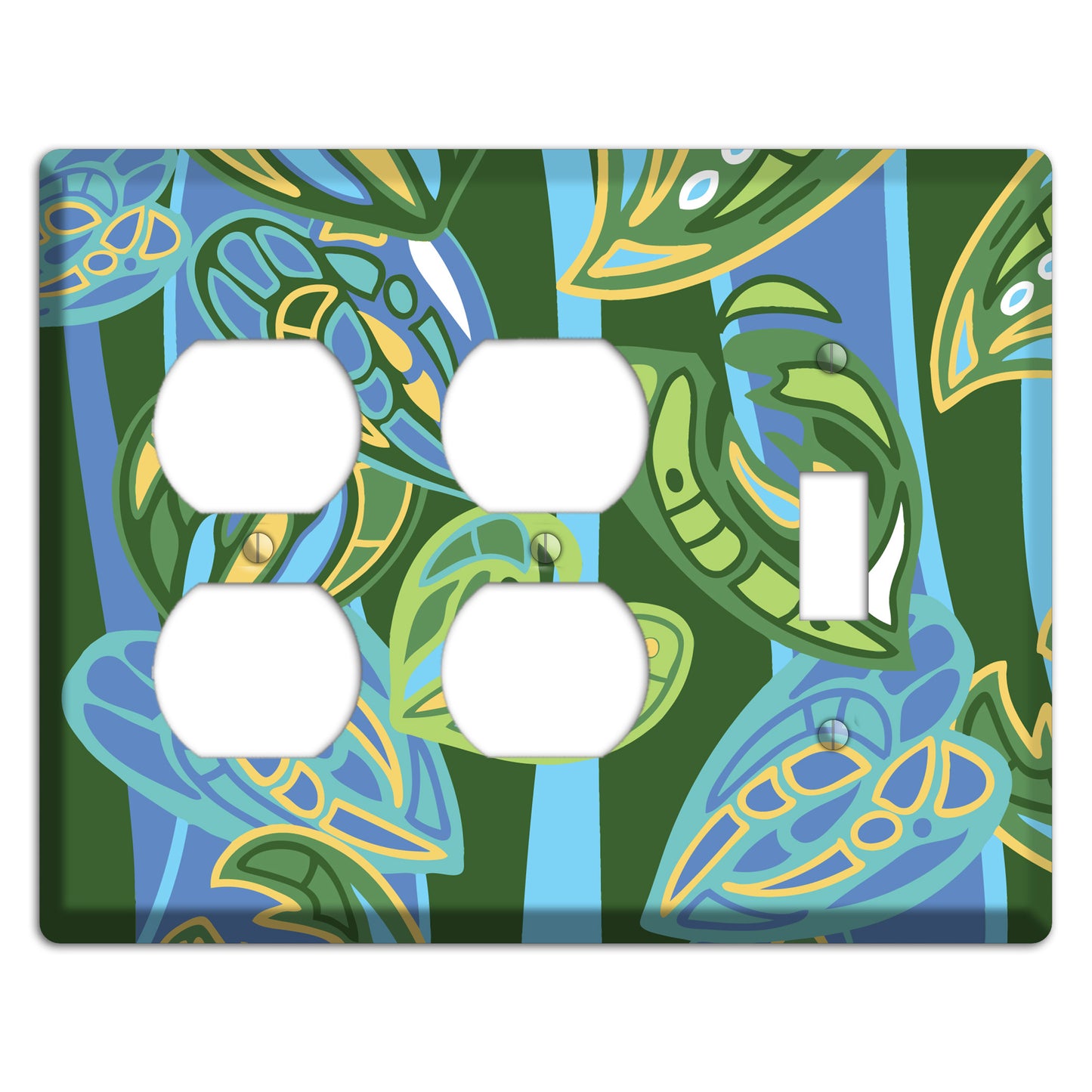Pacific Blue and Green 2 Duplex / Toggle Wallplate