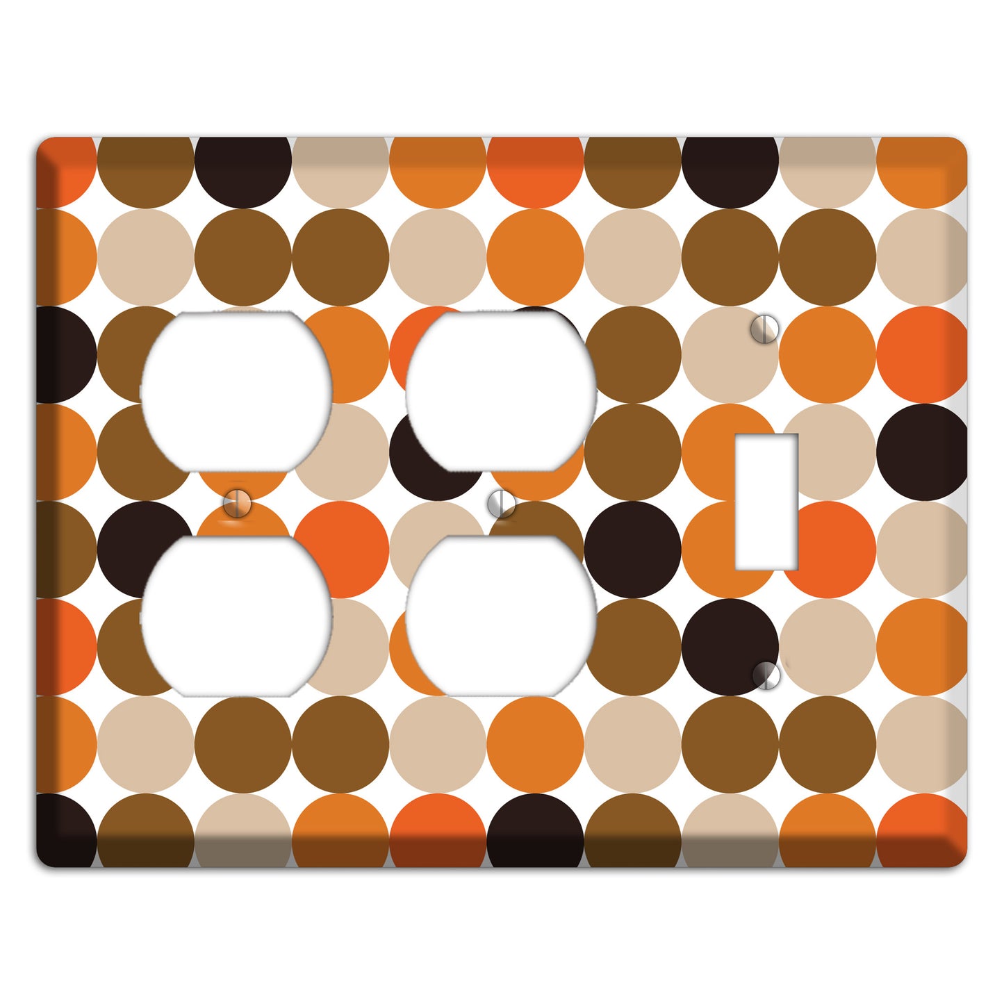 Orange Brown Black Beige Tiled Dots 2 Duplex / Toggle Wallplate