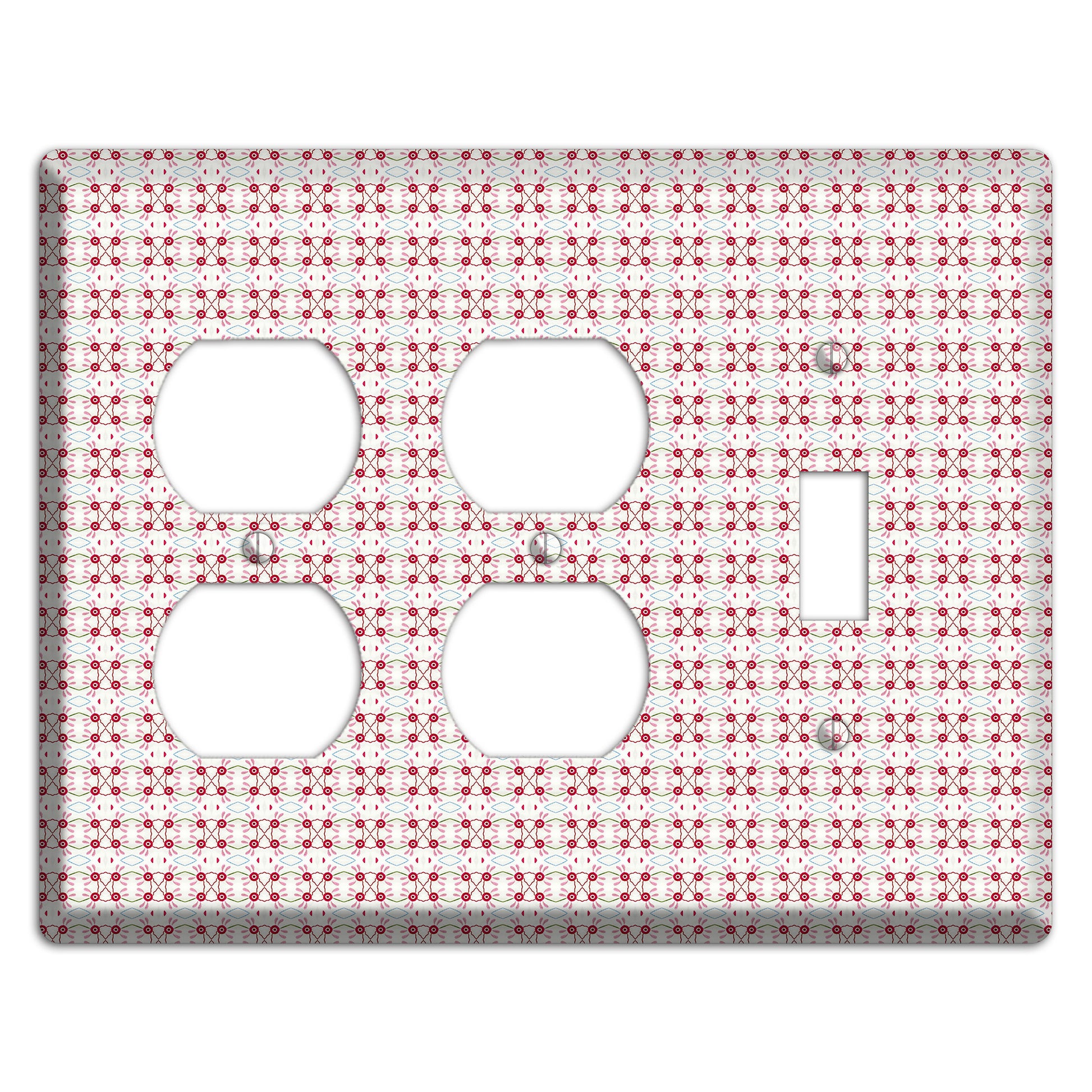 White with Red Ball and Stick Tapestry 2 Duplex / Toggle Wallplate