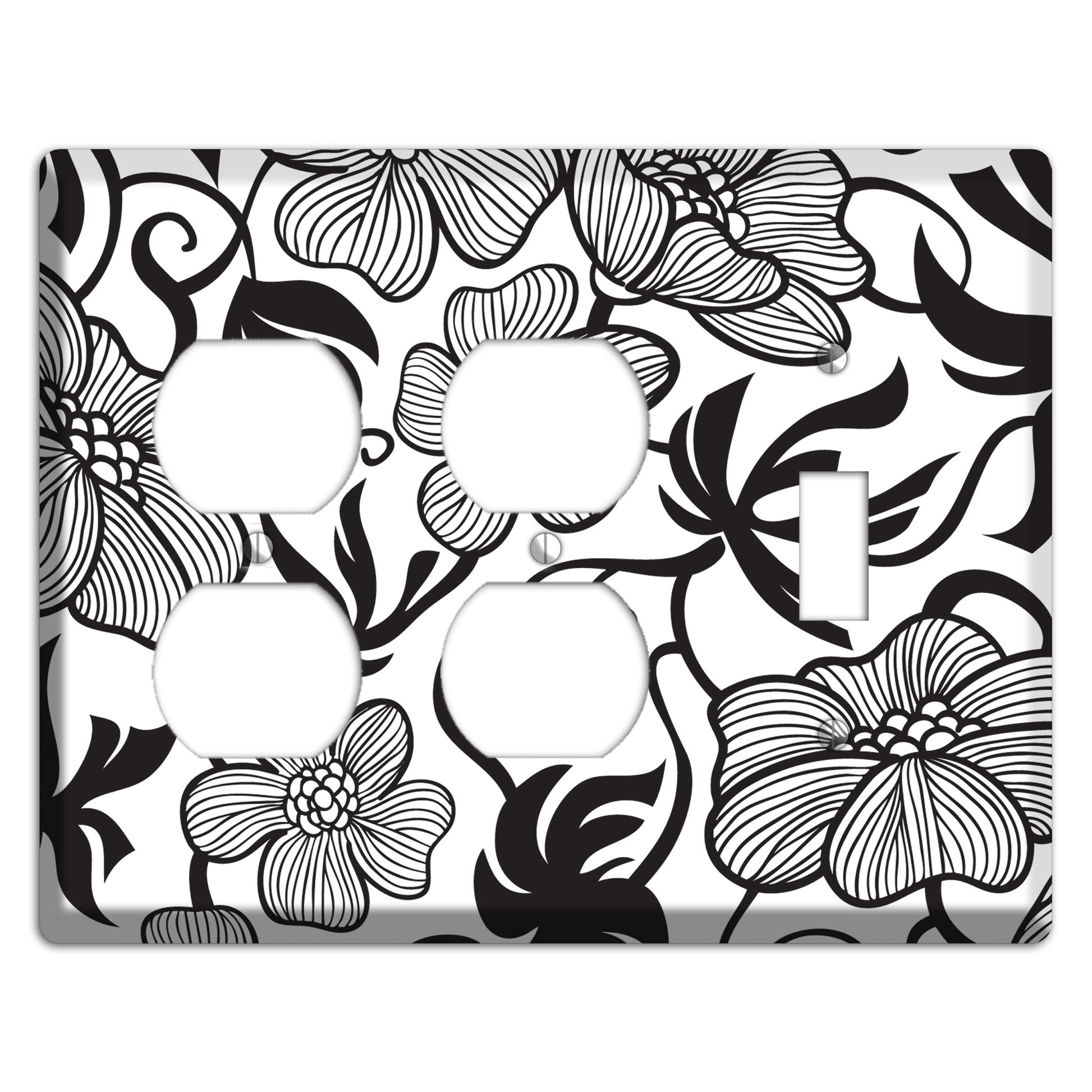 White with Black Tropical 2 Duplex / Toggle Wallplate