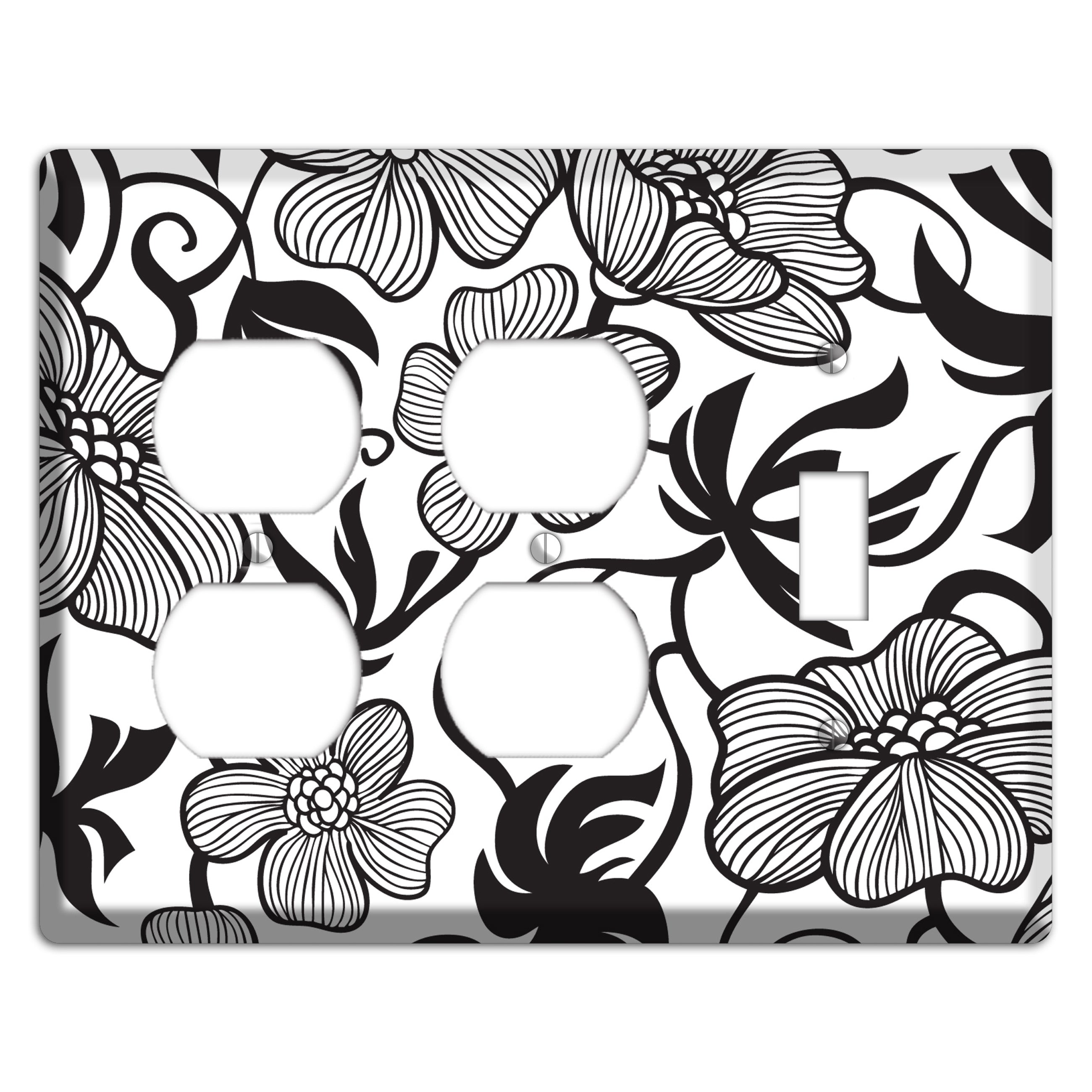 White with Black Tropical 2 Duplex / Toggle Wallplate