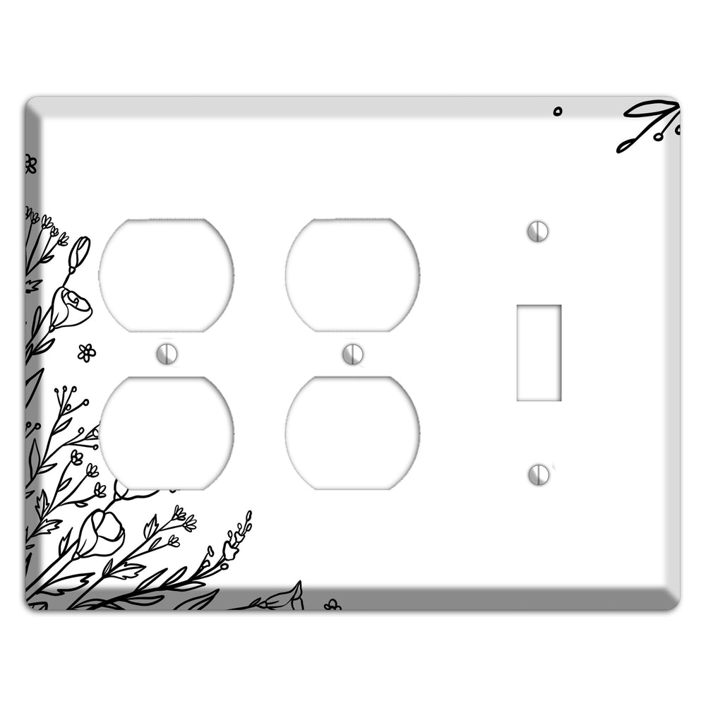 Hand-Drawn Floral 35 2 Duplex / Toggle Wallplate