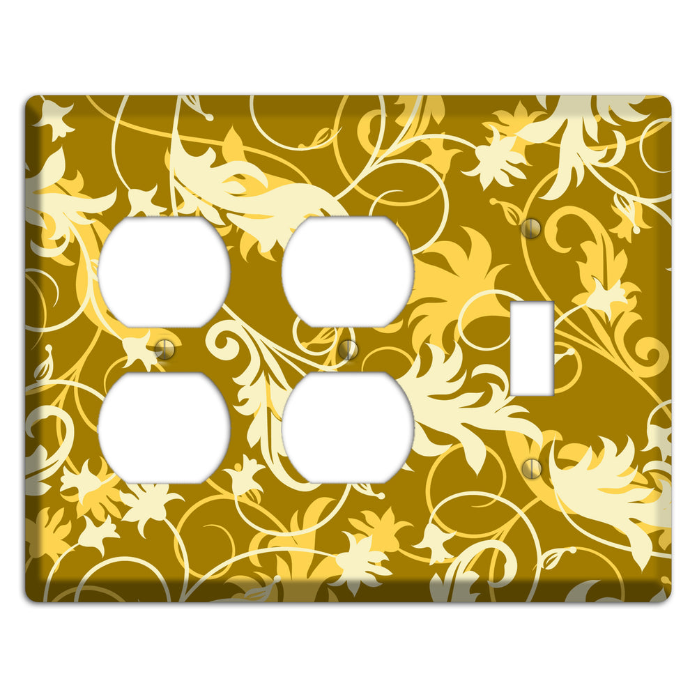 Brown and Tan Victorian Sprig 2 Duplex / Toggle Wallplate