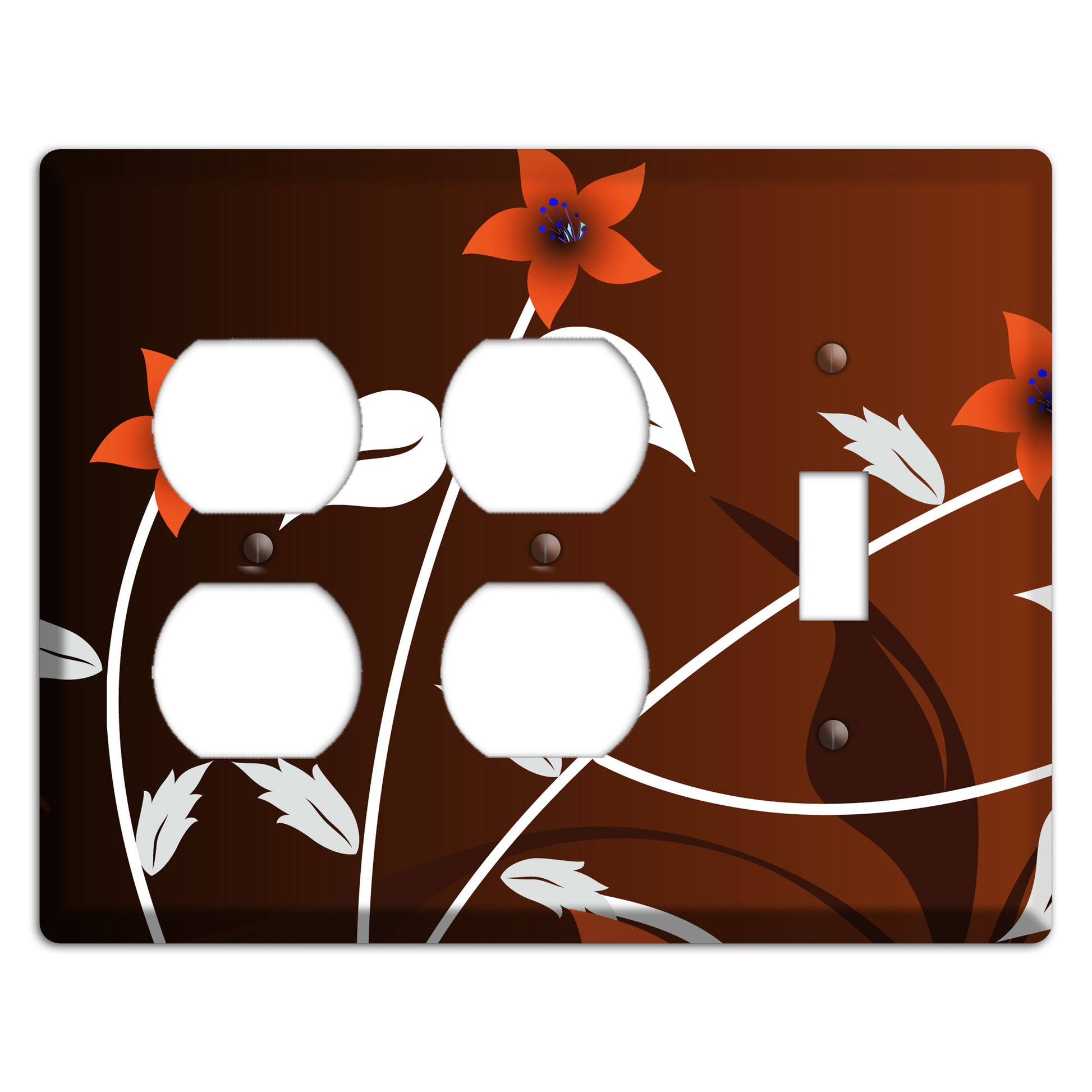 Black and Red Double Sprig 2 Duplex / Toggle Wallplate