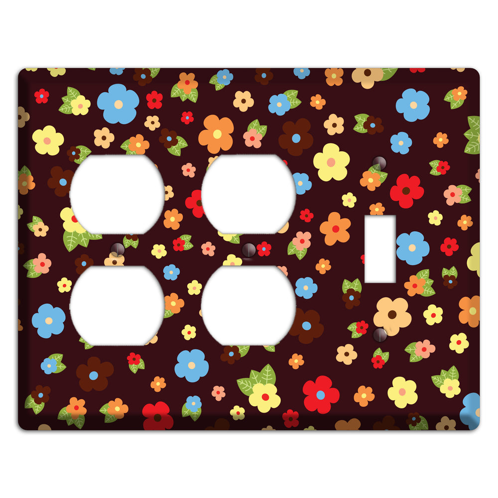 Brown Tiny Delicate Flowers 2 Duplex / Toggle Wallplate