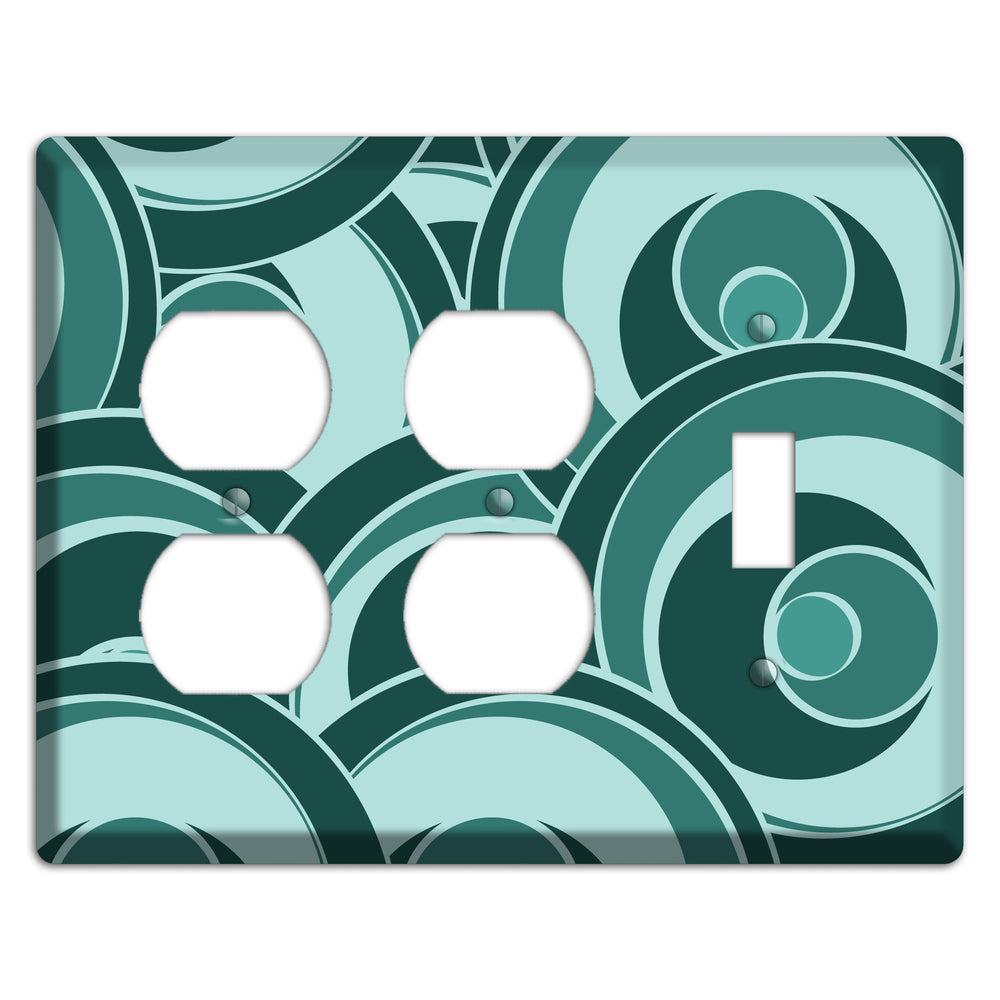 Blue-green Deco Circles 2 Duplex / Toggle Wallplate